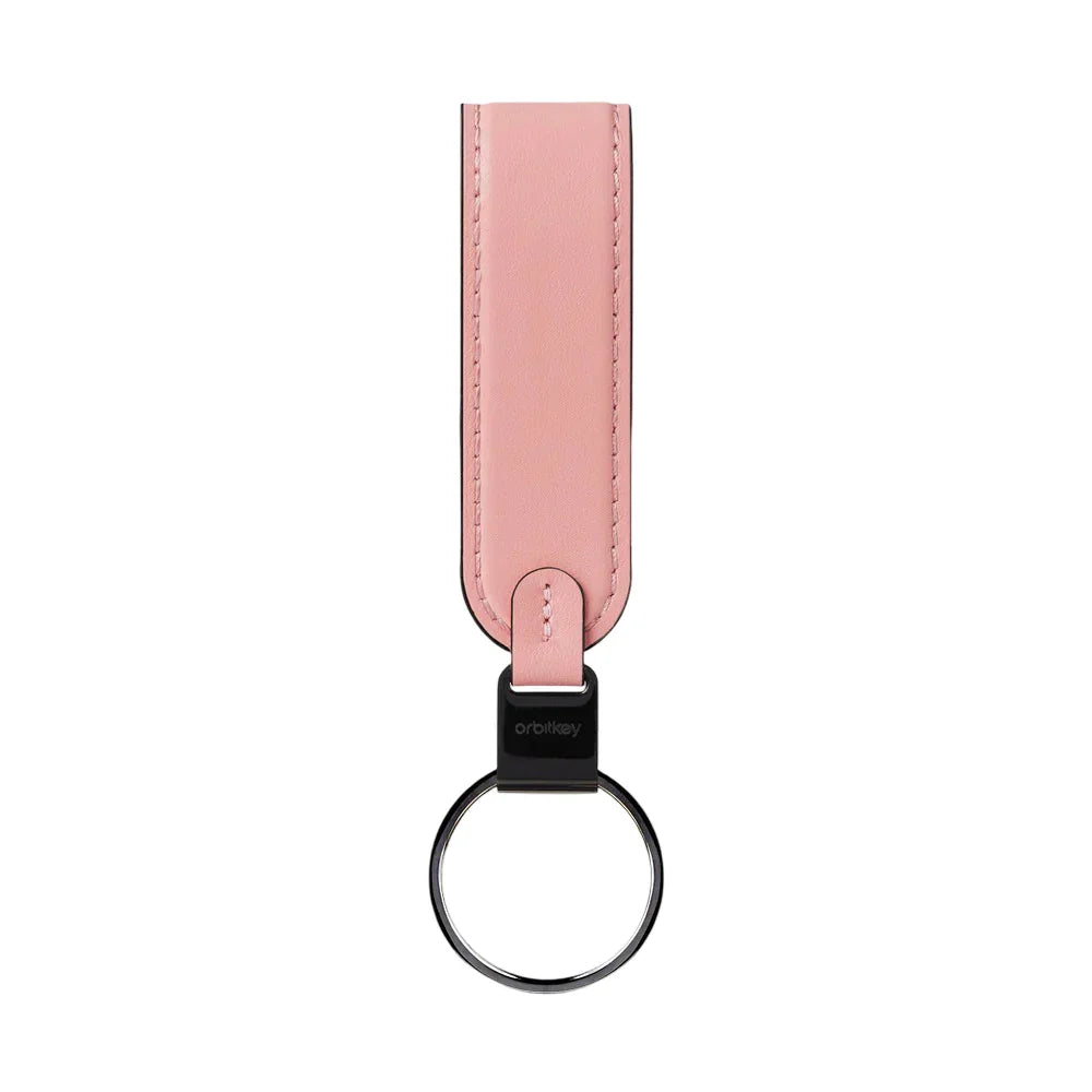 Różowy skórzany brelok Orbitkey z metalowym pierścieniem, akcesoria do organizacji kluczy