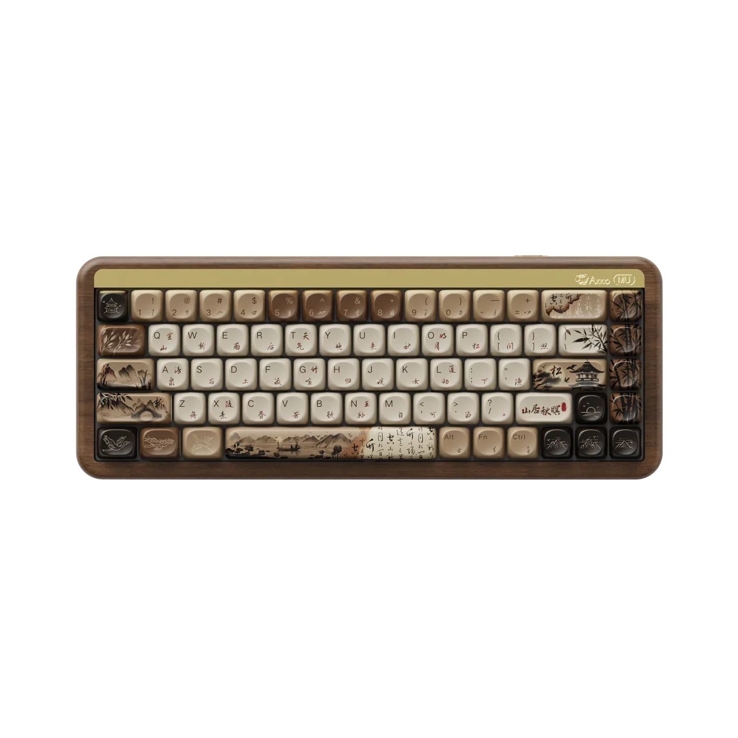 Mechaniczna klawiatura z artystycznymi keycapami w stylu azjatyckim, idealna do home office