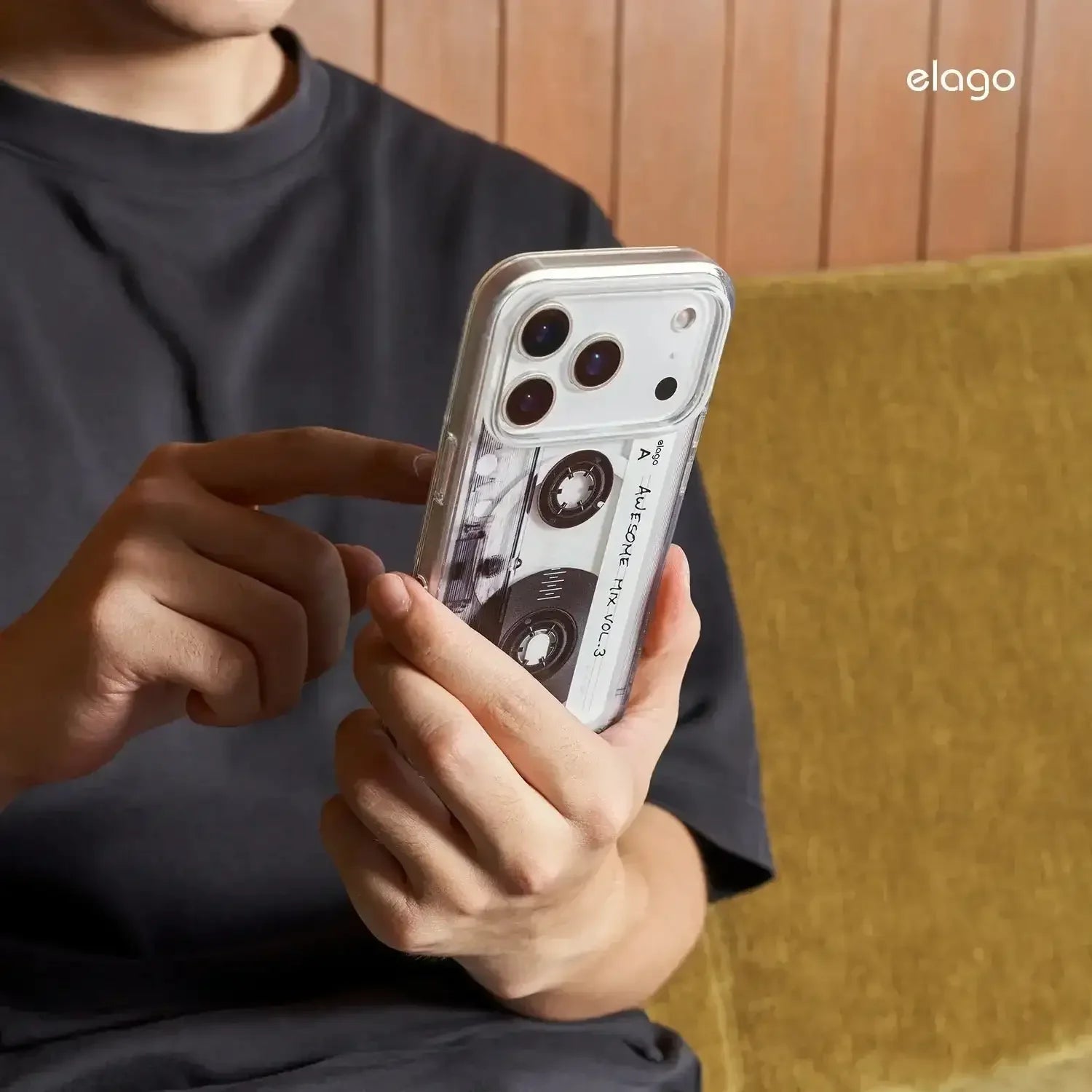 Elago – Cassette Tape 2 Monthly MagSafe do iPhone 17 / Pro / Pro Max / Air - Przezroczyste Etui do iPhone Kaseta