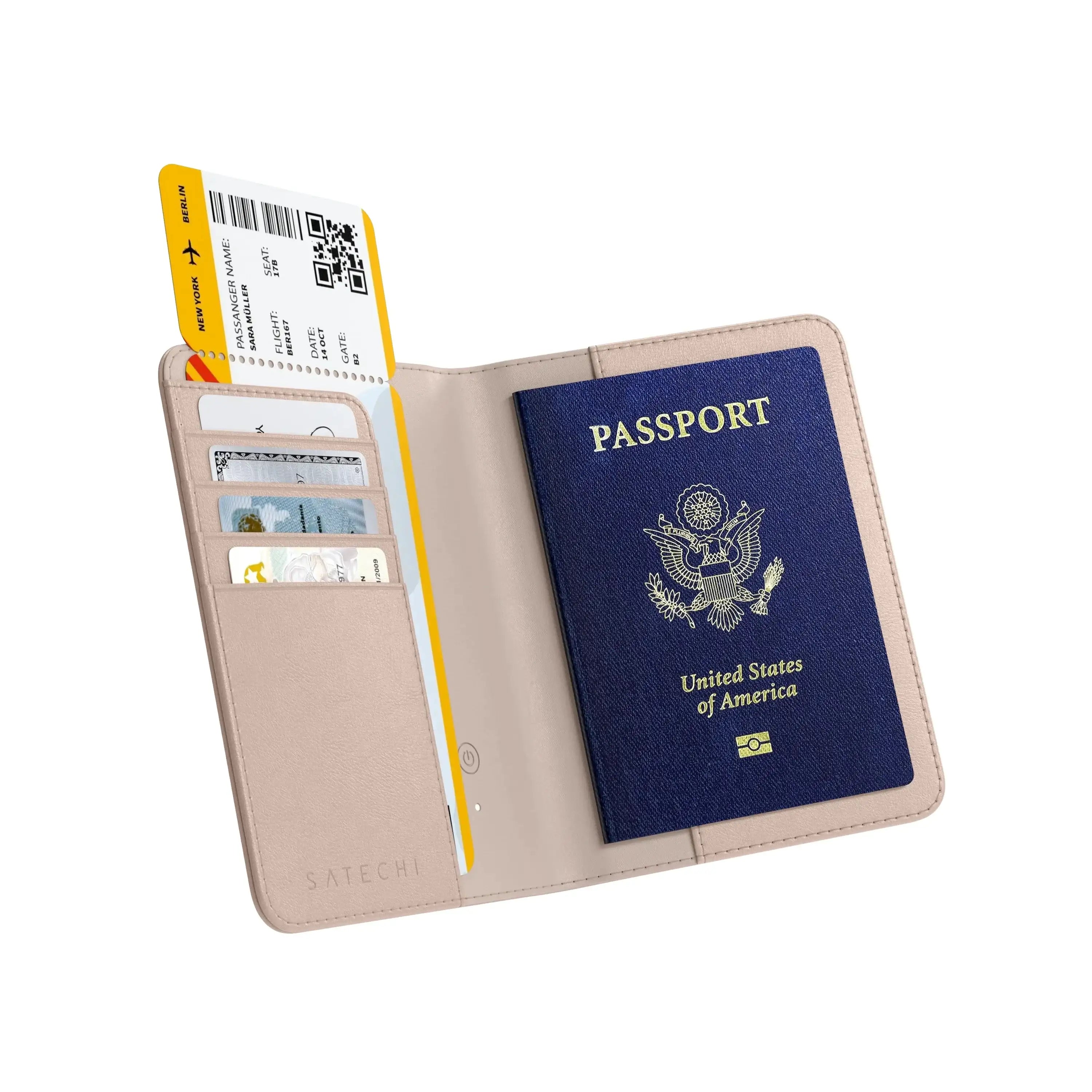 Satechi - Vegan - Leather Passport Cover with Find My - Etui na Paszport z Funkcją Śledzenia