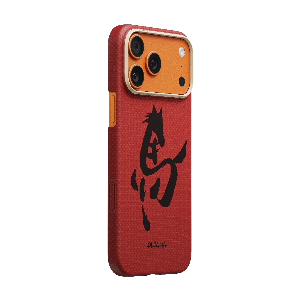 PITAKA - Ink Horse Painting Edge Case Cinnabar - Ultracienkie Etui do iPhona