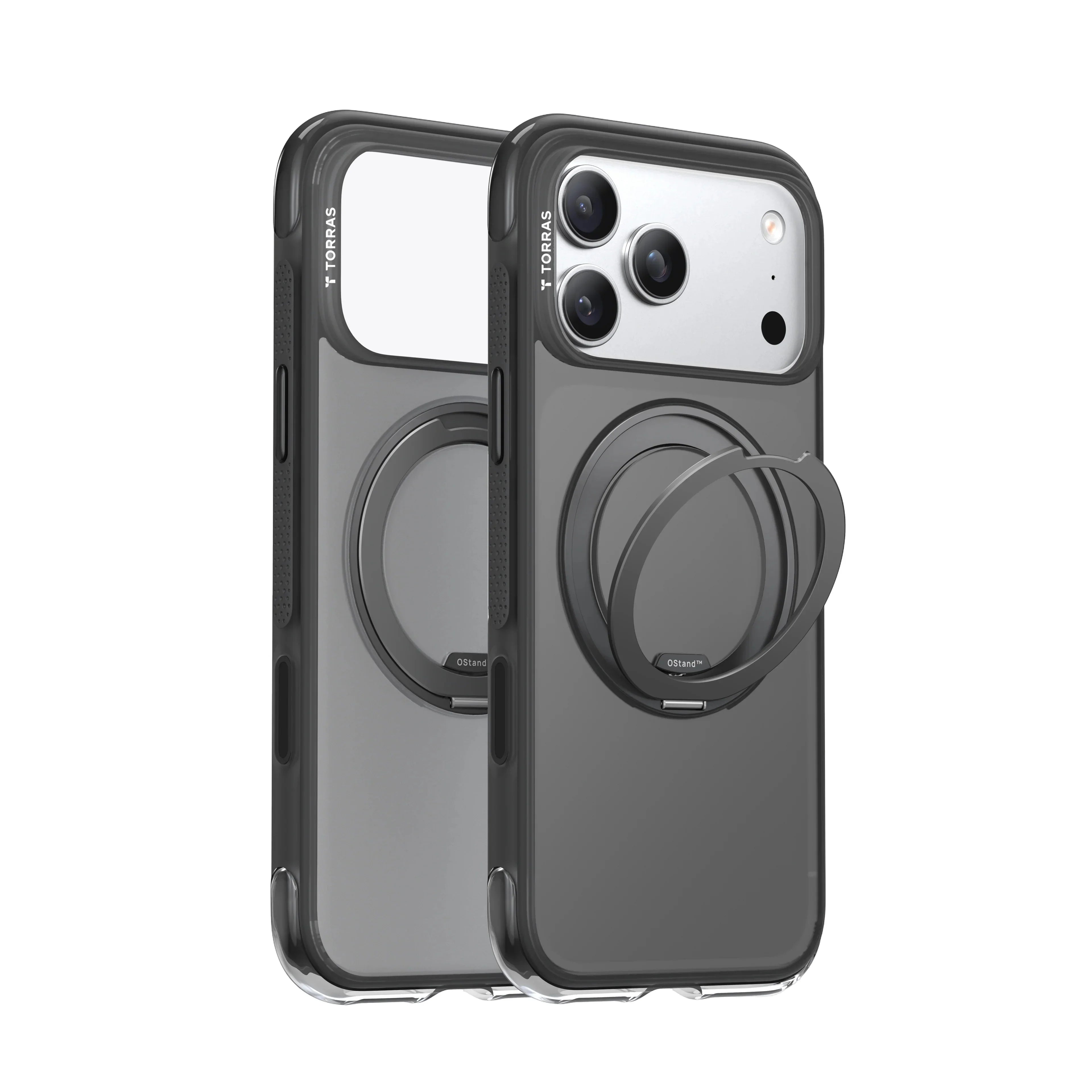 Przezroczyste etui Torras z uchwytem OStand™ na iPhone, idealne do Home Office i biura