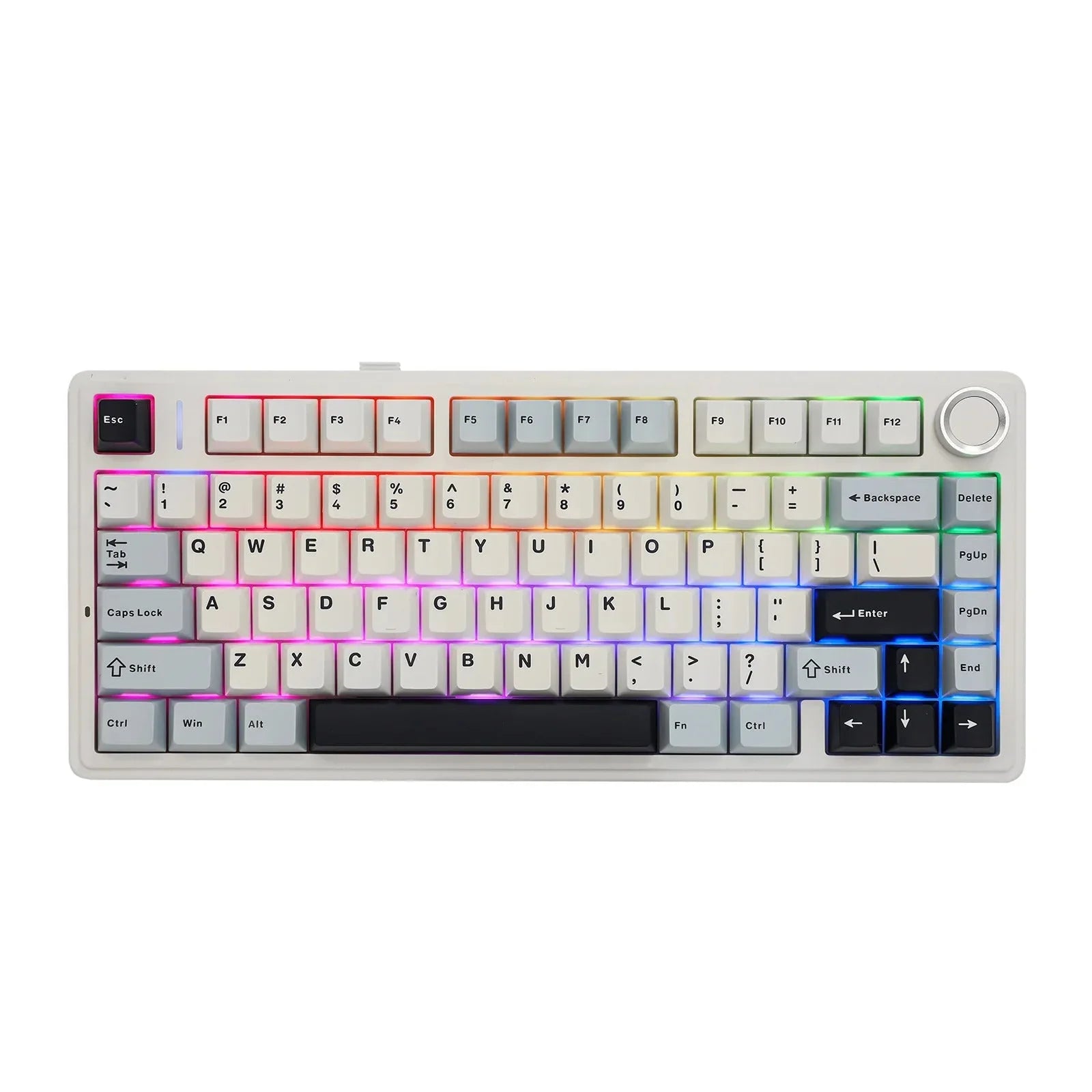 Biała klawiatura mechaniczna z RGB, idealna do home office i personalizacji desk setupu