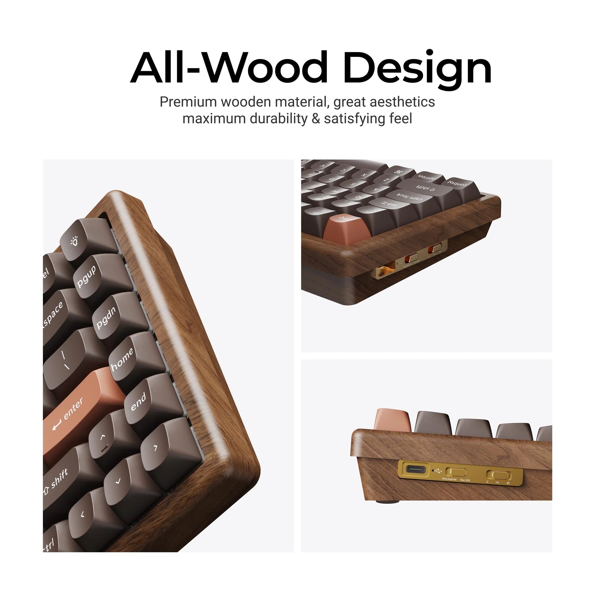 Keychron - K2 HE Wireless Magnetic Switch Custom Keyboard All-Wood Special Edition - Bezprzewodowa Drewniana Klawiatura Magnetyczna