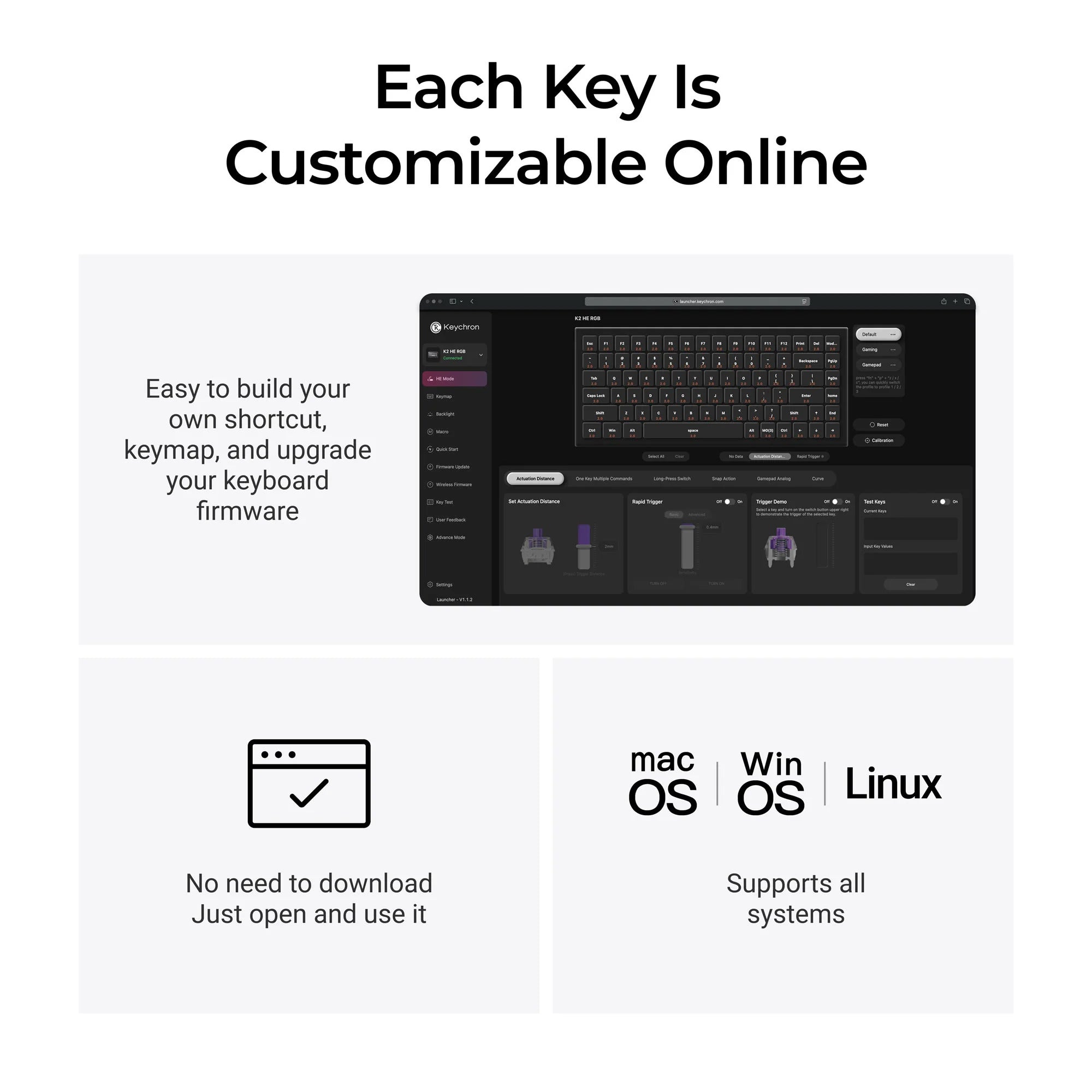 Keychron - K2 HE Wireless Magnetic Switch Custom Keyboard All-Wood Special Edition - Bezprzewodowa Drewniana Klawiatura Magnetyczna