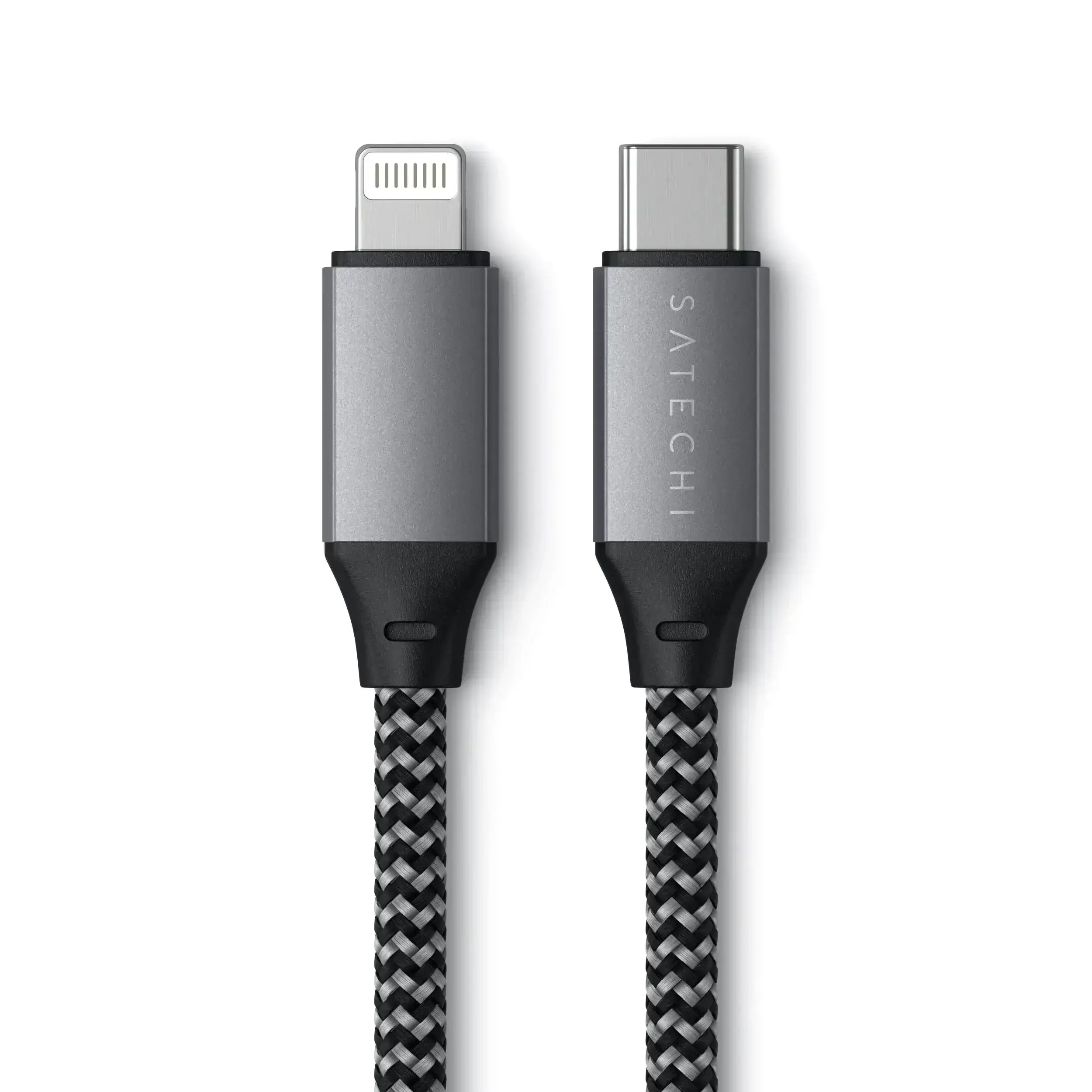 Przewód USB-C do Lightning w oplocie, złącza metalowe, kabel do ładowania i synchronizacji
