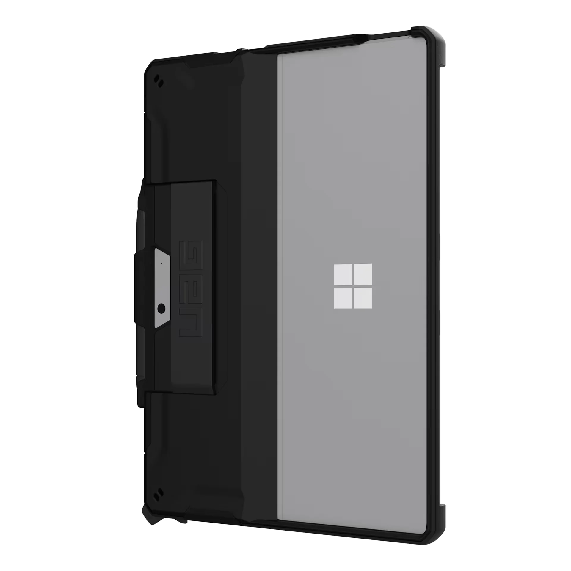 Czarny etui ochronne z uchwytem na tablet Surface z logo Windows, idealne dla home office