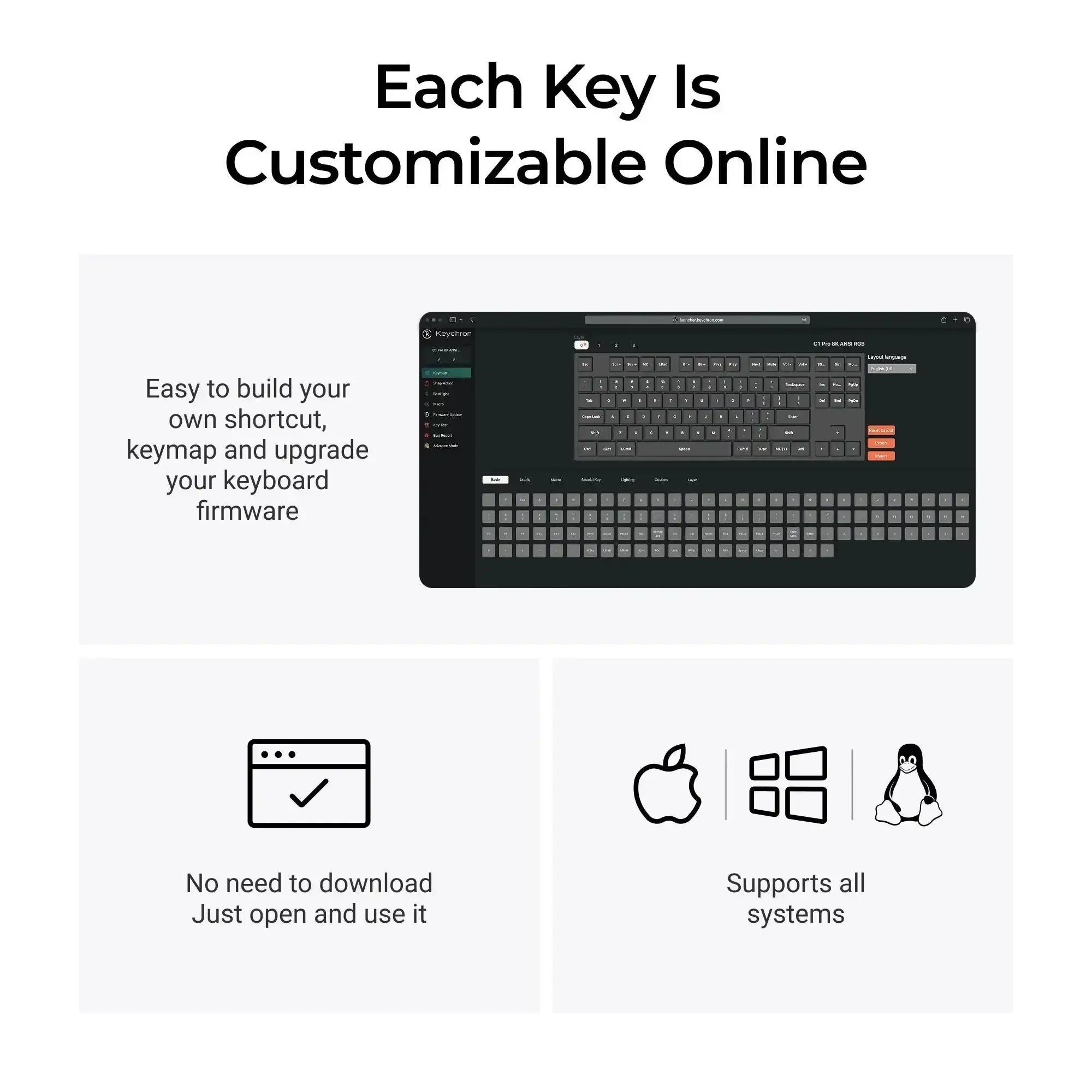 Keychron - C1 Pro 8K QMK Wired Custom Mechanical Keyboard