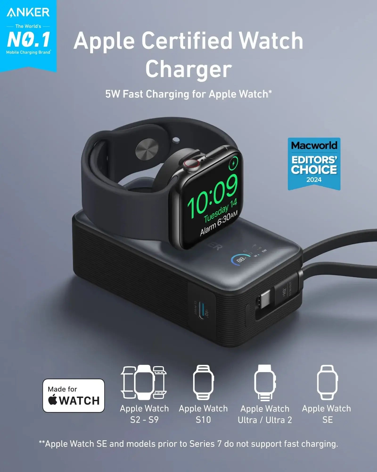 Anker - MagGo Power Bank (10K, 35W, For Apple Watch) - Powerbank 10000 mAh