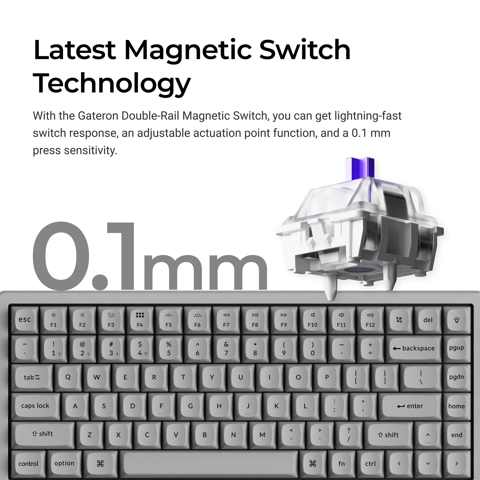 Keychron - K2 HE Wireless Magnetic Switch Custom Keyboard Concrete Edition - Bezprzewodowa Klawiatura Magnetyczna