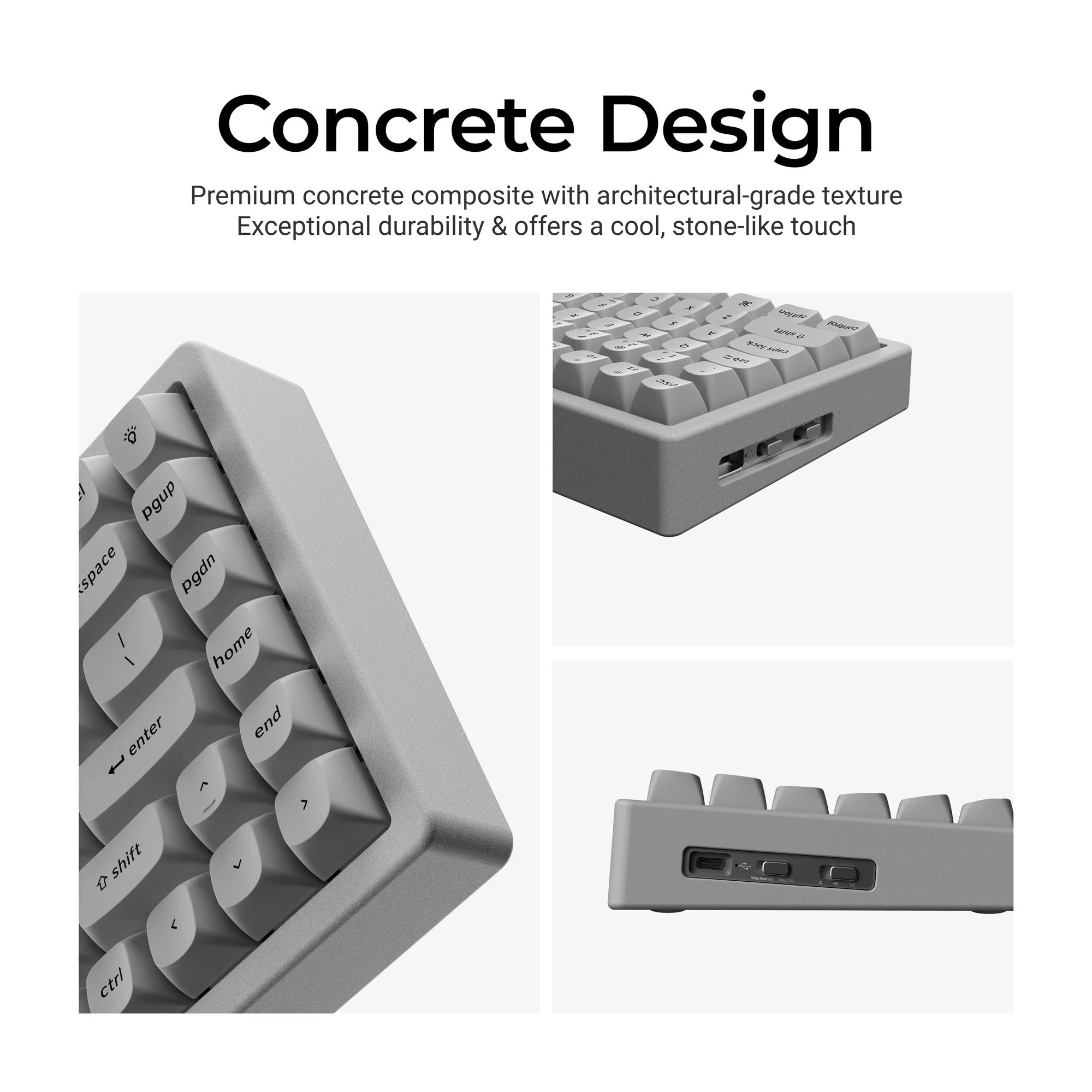 Keychron - K2 HE Wireless Magnetic Switch Custom Keyboard Concrete Edition - Bezprzewodowa Klawiatura Magnetyczna