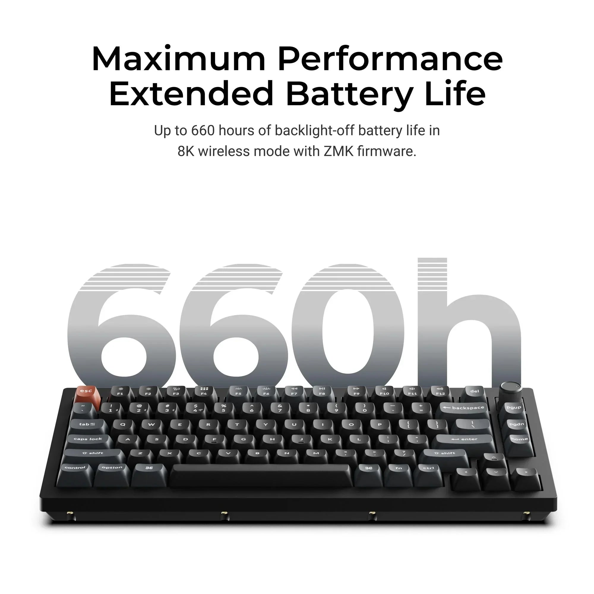 Mechaniczna klawiatura bezprzewodowa z 660h żywotnością baterii, idealna do home office i desk setupu