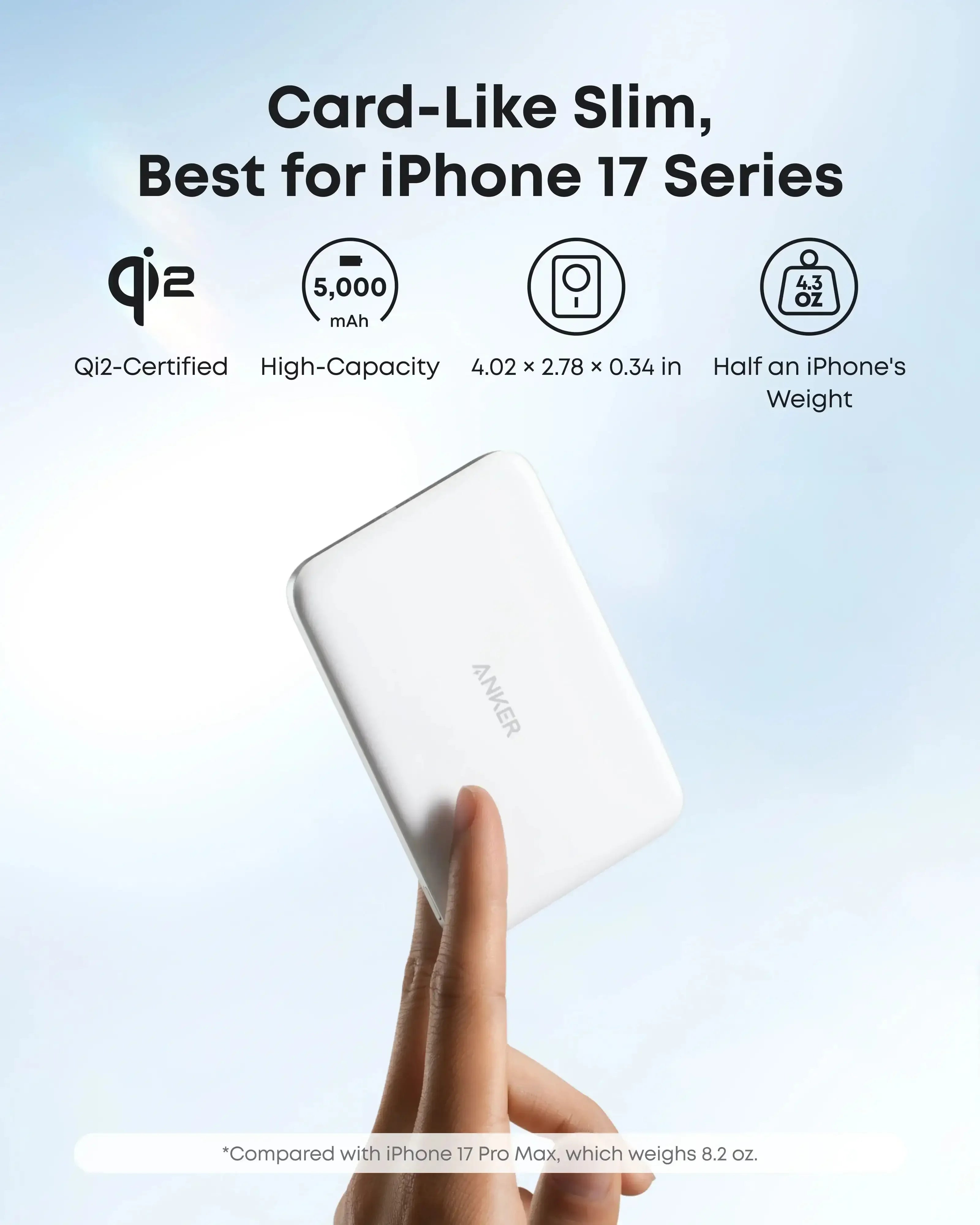 Anker - Nano Power Bank (5K, MagGo, Slim) - Powerbank 5000 mAh