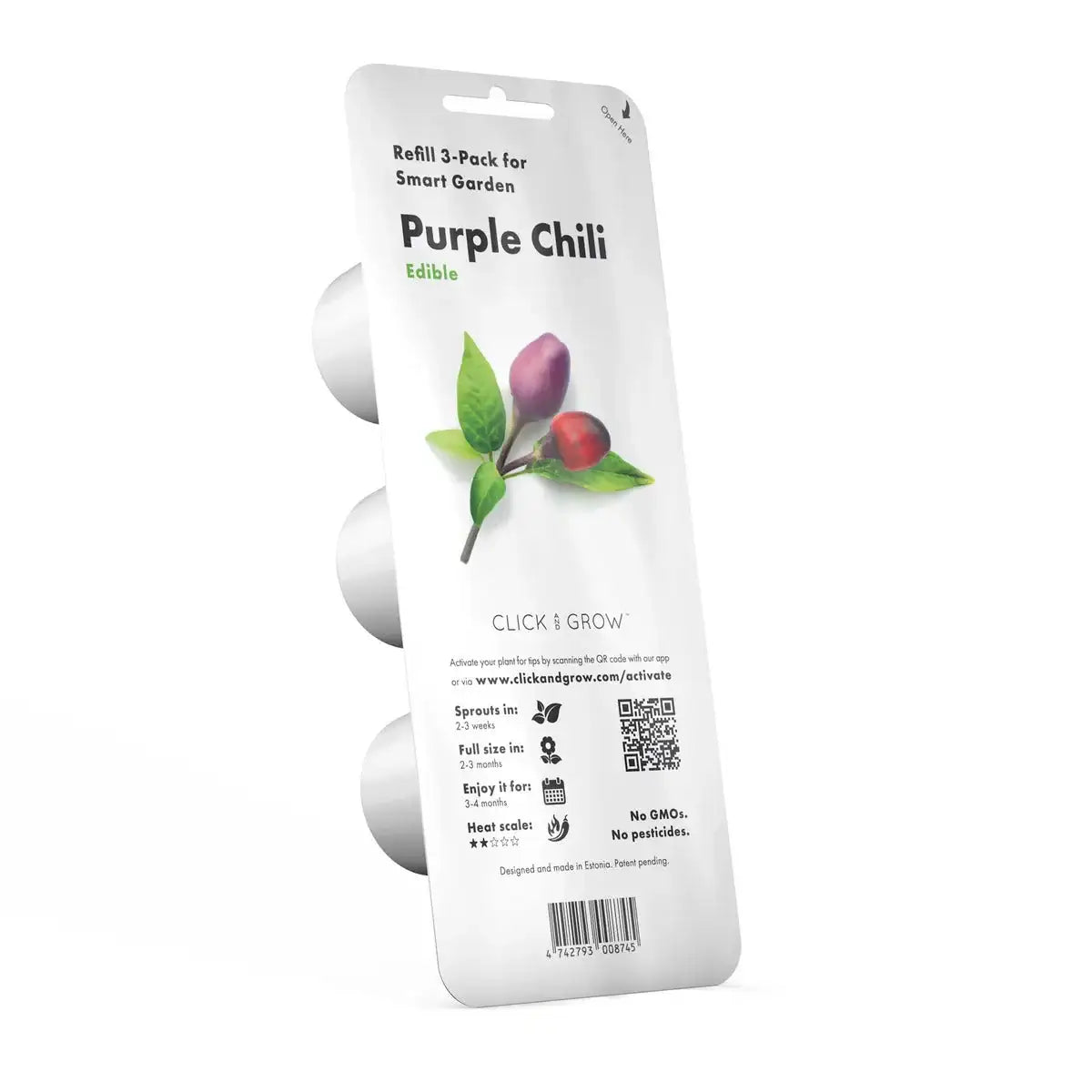 Click & Grow - Smart Garden Refill Purple Chili Pepper - Starter do Uprawy z Nasionami - Fioletowa Papryka Chili