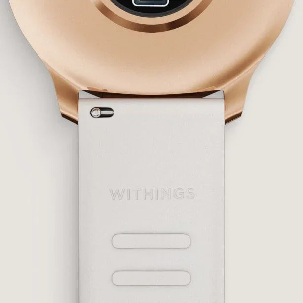 Złoty zegarek Withings z białym paskiem – elegancki akcesorium do home office