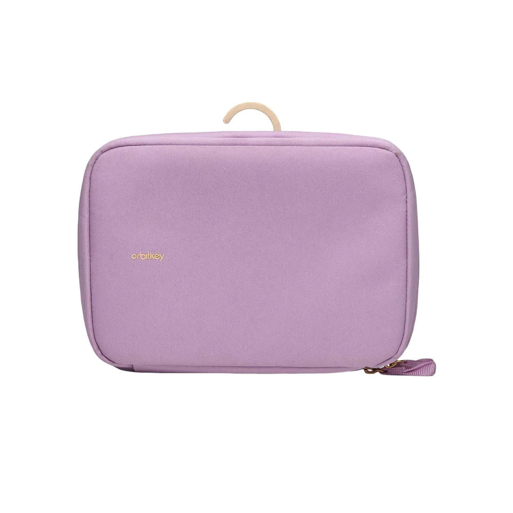Fioletowa torba na akcesoria do klawiatury mechanicznej z logo orbitkey, idealna do home office