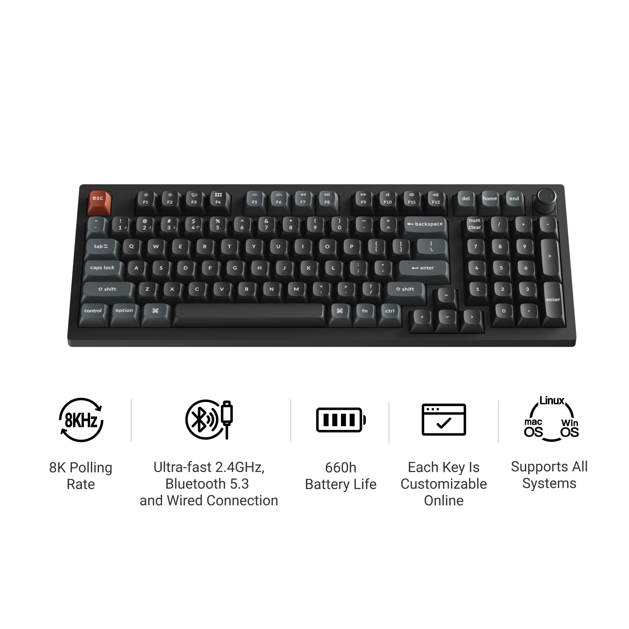 Keychron - V5 Ultra 8K Wireless Custom Mechanical Keyboard - Bezprzewodowa Klawiatura Mechaniczna