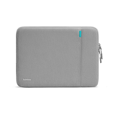 Szara torba na laptopa Tomtoc z niebieskim akcentem, idealna do home office i biura
