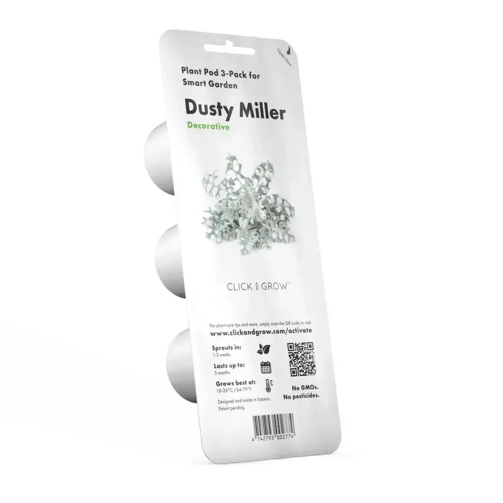 Click & Grow - Smart Garden Refill Dusty Miller - Starter do Uprawy z Nasionami - Starzec Popielny