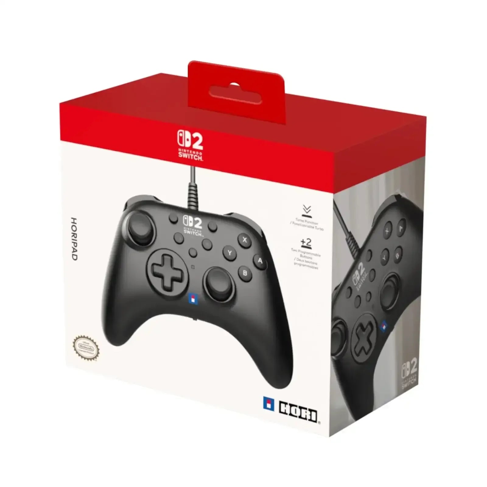 HORI - HORIPAD Turbo (Black) for Nintendo Switch 2 - Kontroler Przewodowy do Nintendo Switch 2