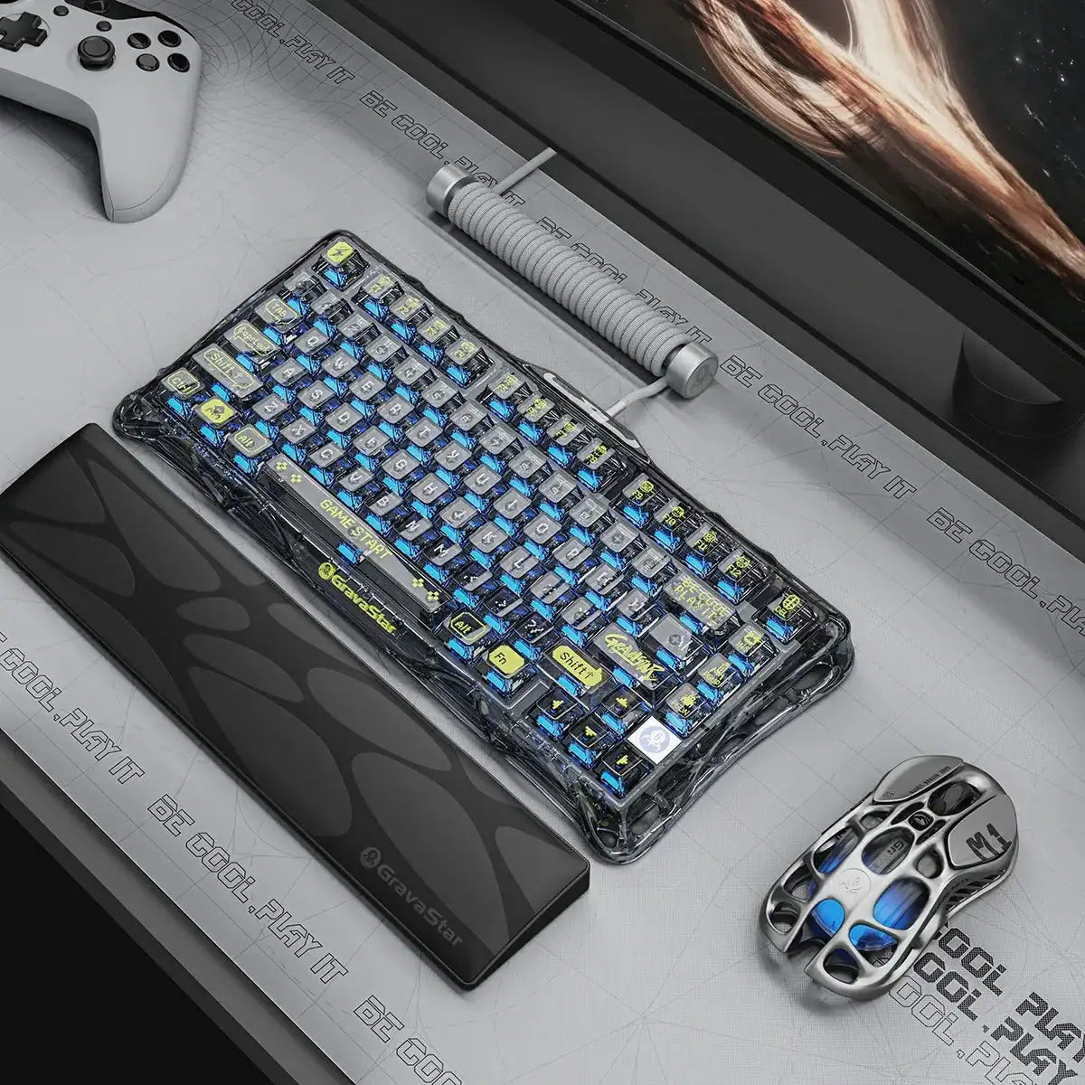 GravaStar - Mercury K1 Lite Transparent Black - Wireless Mechanical Keyboard - Bezprzewodowa Klawiatura Mechaniczna