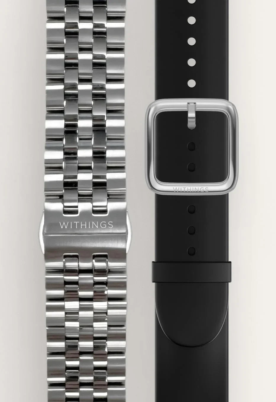 Pasek zegarka Withings: stalowy i czarny silikonowy, idealny do biura i home office