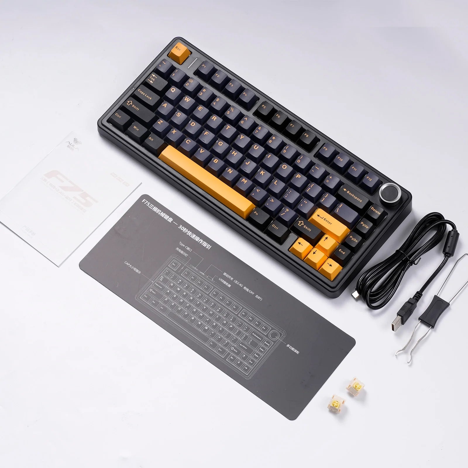 AULA - F75 Wireless Mechanical Keyboard - Bezprzewodowa Klawiatura Mechaniczna - Thunder Black