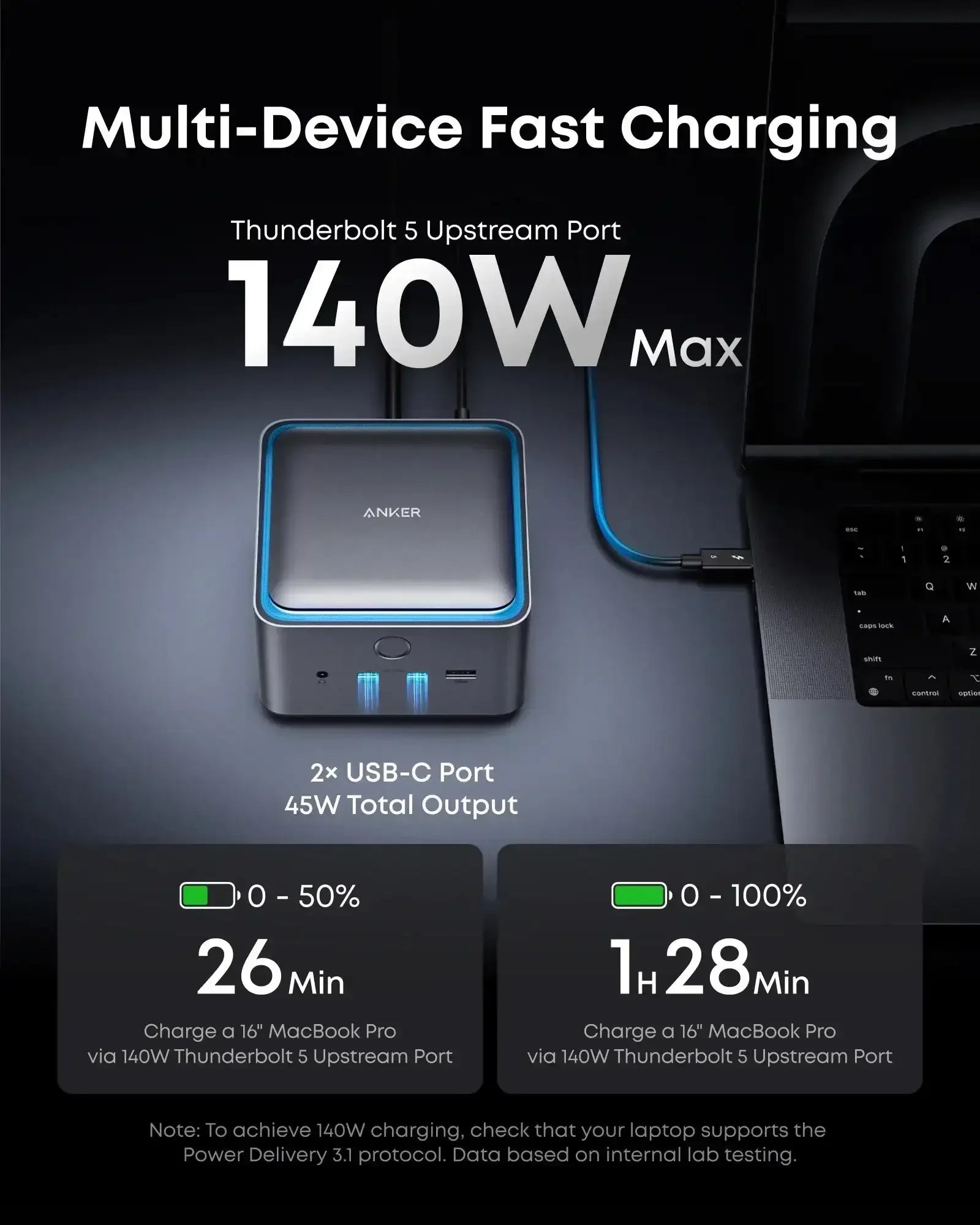 Anker - Prime TB5 Docking Station (14-in-1, 8K, Thunderbolt 5) - Hub USB-C TB5