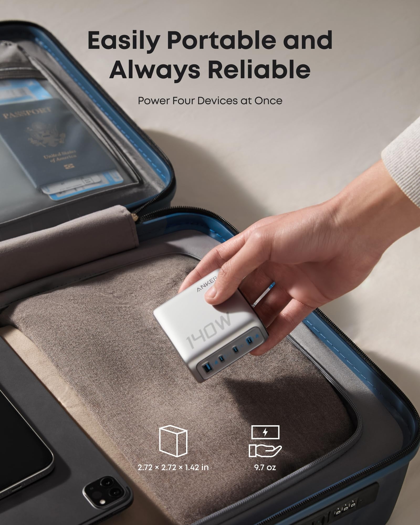 Anker - Charger (140W, 4-Port, PD 3.1) with USB-C Cable - Ładowarka 140W z 4-portami
