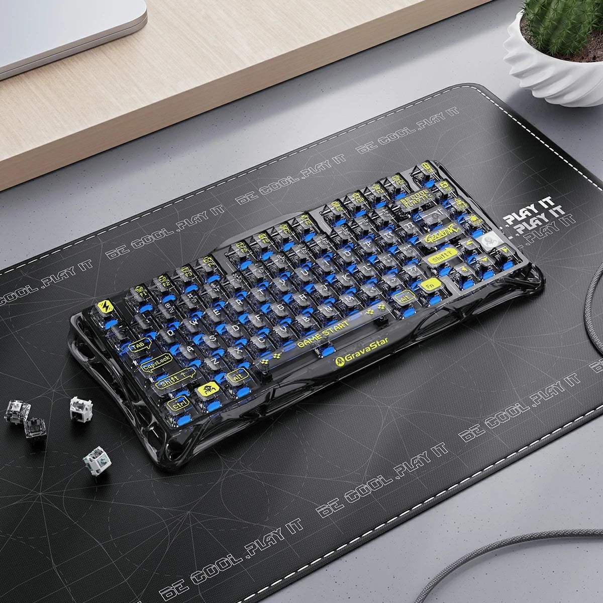 GravaStar - Mercury K1 Lite Transparent Black - Wireless Mechanical Keyboard - Bezprzewodowa Klawiatura Mechaniczna