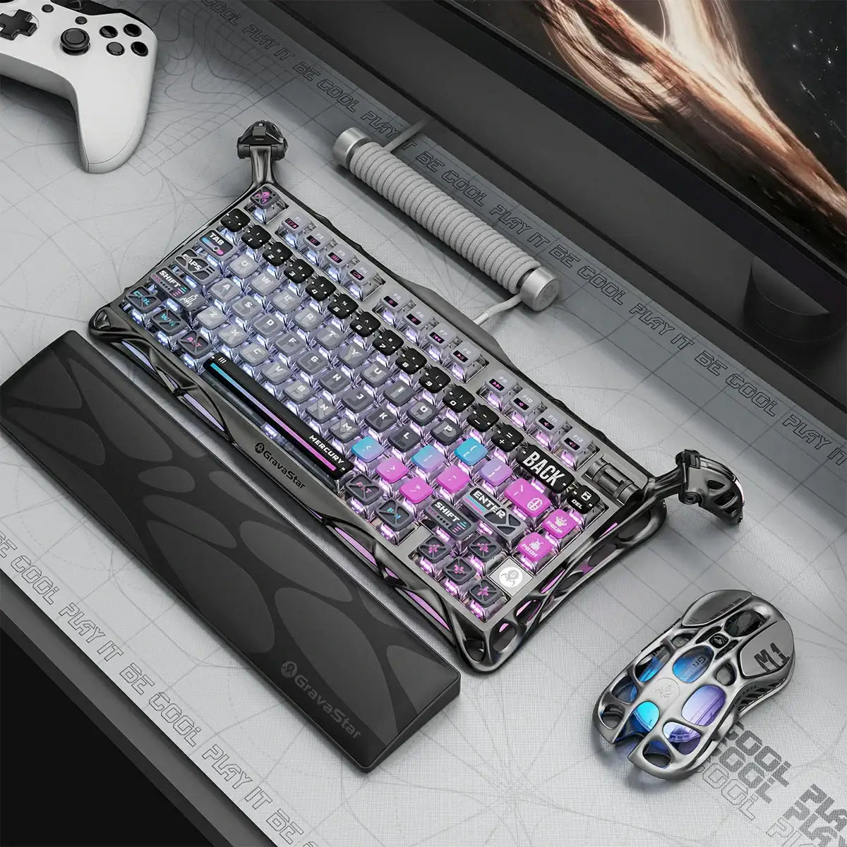 GravaStar - Mercury K1 Pro Special Edition Cyberpunk Wireless Mechanical Keyboard - Bezprzewodowa Klawiatura Mechaniczna