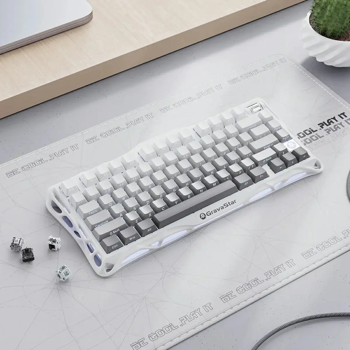 GravaStar - Mercury K1 Gradient White Wireless Mechanical Keyboard - Bezprzewodowa Klawiatura Mechaniczna