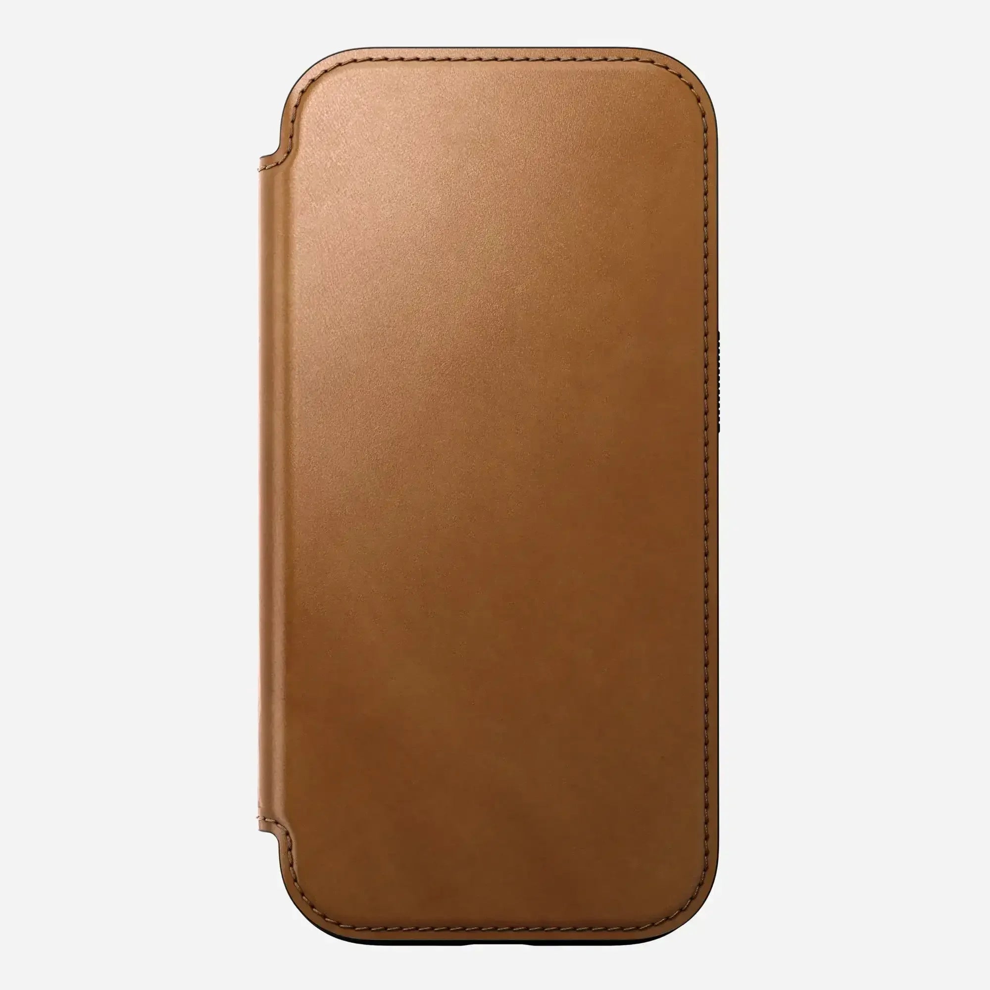 Brązowe skórzane etui na iPhone, zamykane na klapkę, akcesoria biurowe