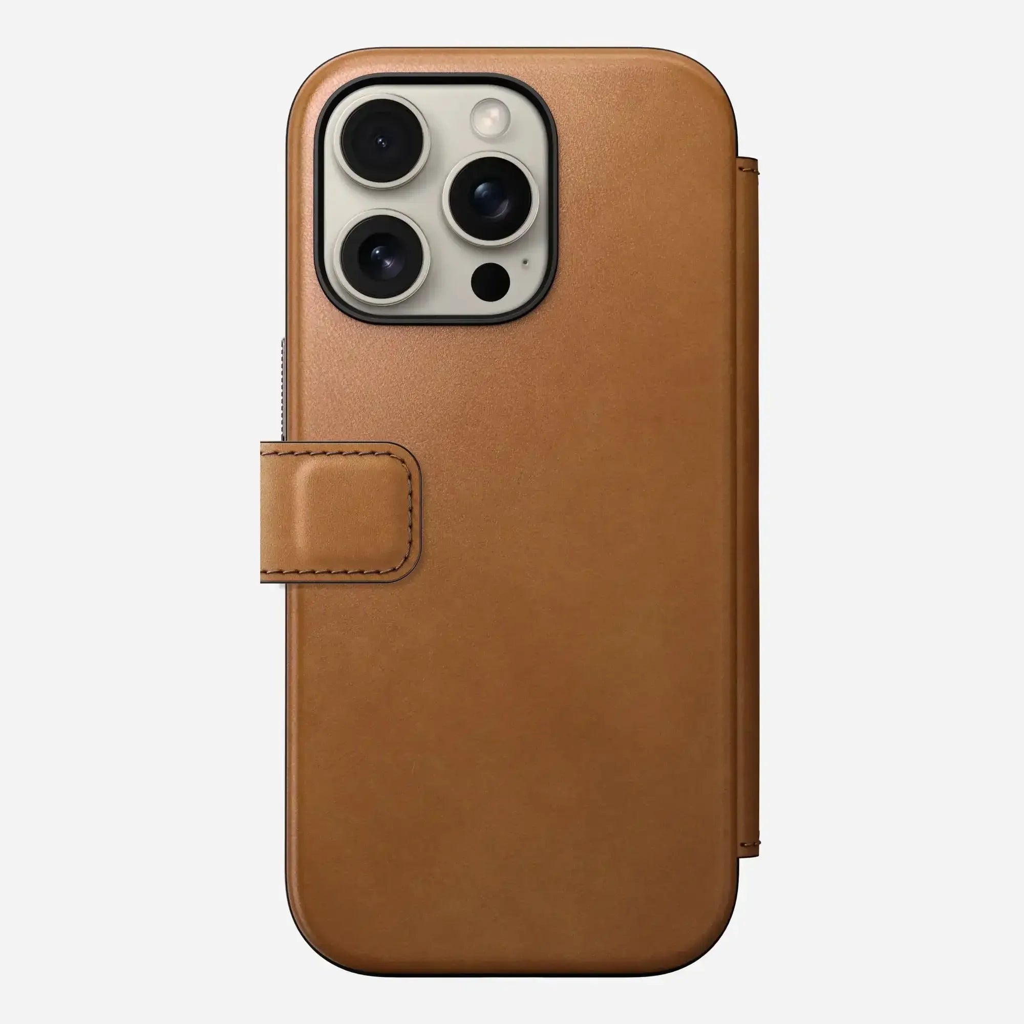 Etui skórzane na iPhone z trzema aparatami, brązowy pokrowiec ochronny