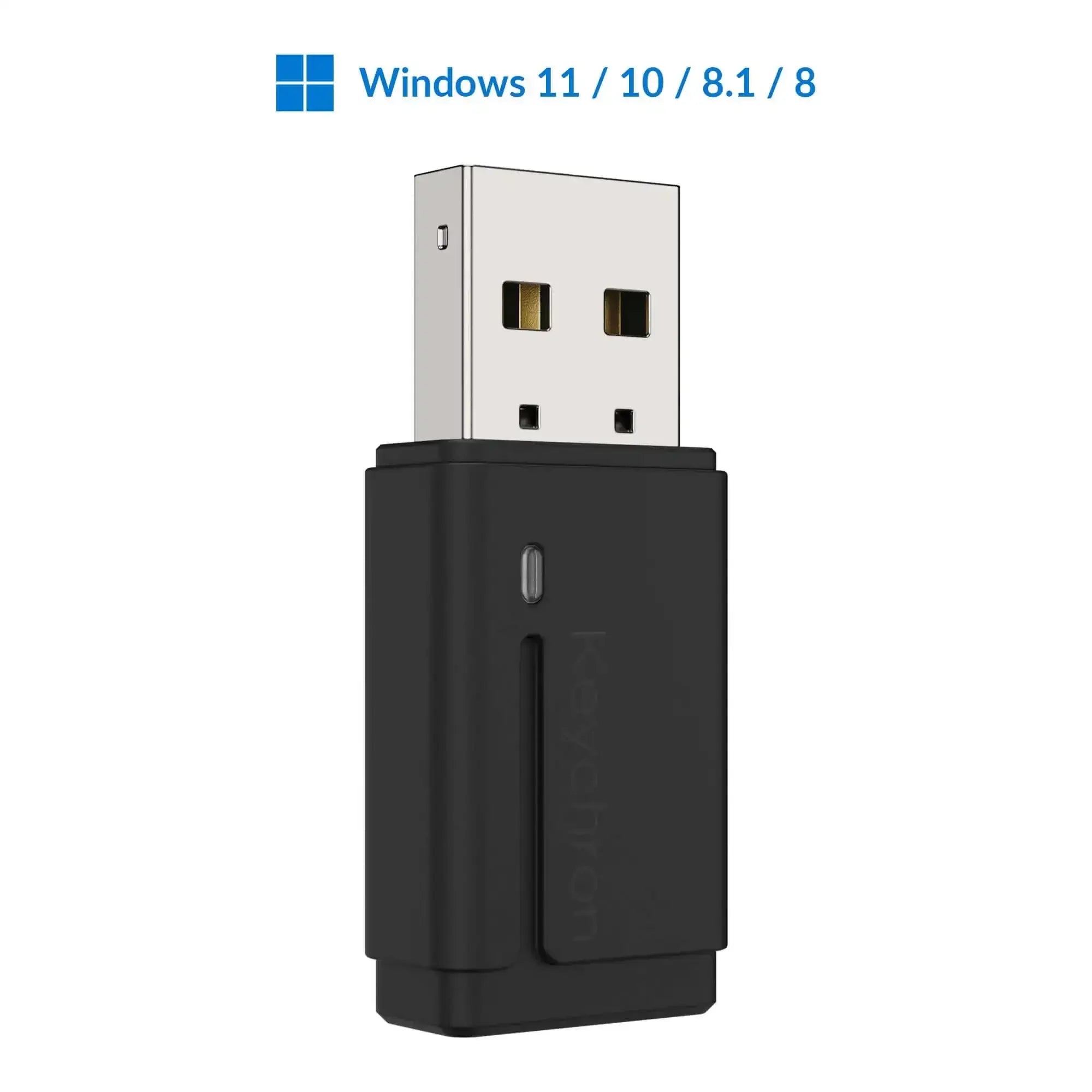 Czarny adapter Bluetooth USB do Windows PC, kompatybilny z Windows 11, 10, 8.1, 8