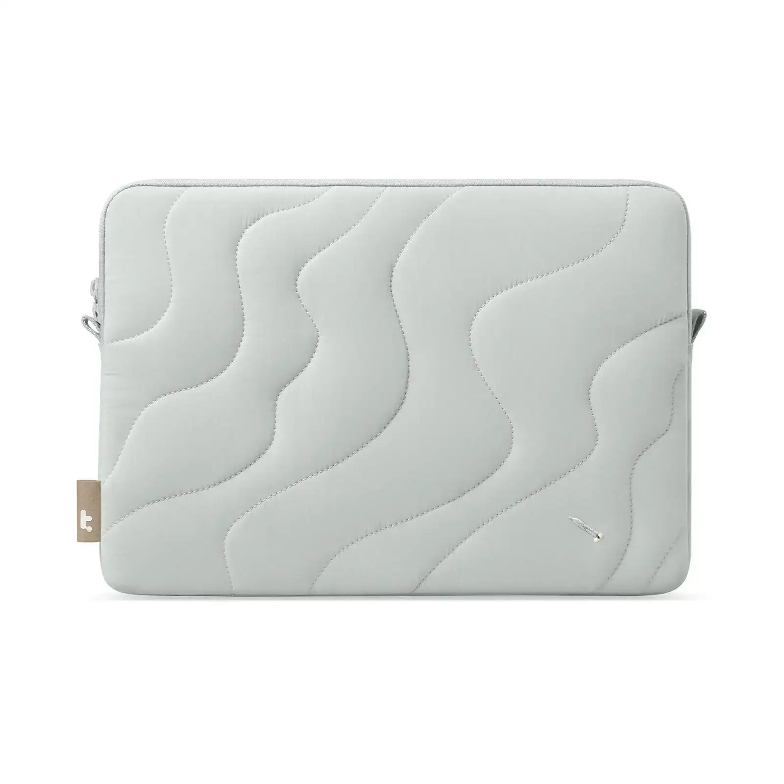 Jasnoszara pikowana torba na laptopa, minimalistyczny design, ochrona laptopa, akcesoria biurowe