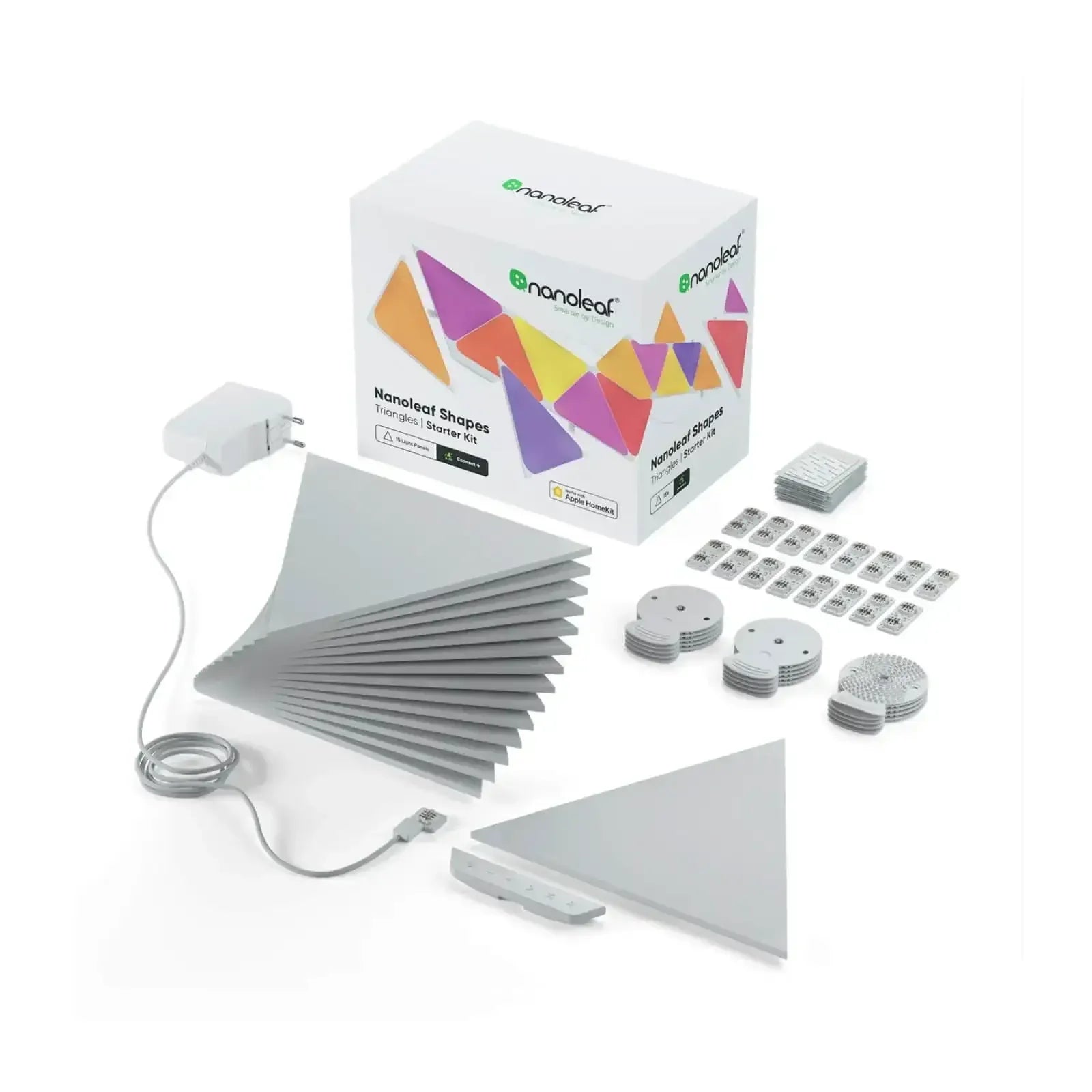 Zestaw startowy paneli LED Nanoleaf Shapes Triangles, trójkątne panele świetlne, akcesoria do biura
