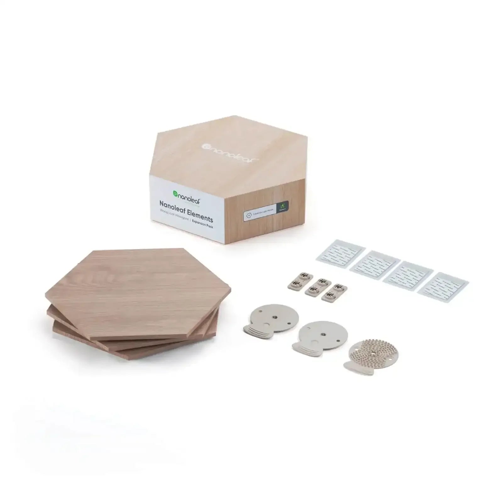 Drewniane panele świetlne LED hexagon, zestaw do aranżacji biurka home office