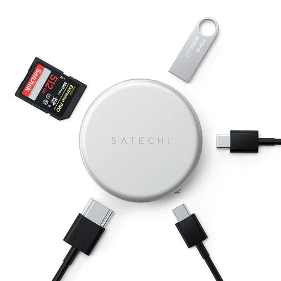Satechi USB-C hub z kartą SD, pendrivem i kabelkami do biurka
