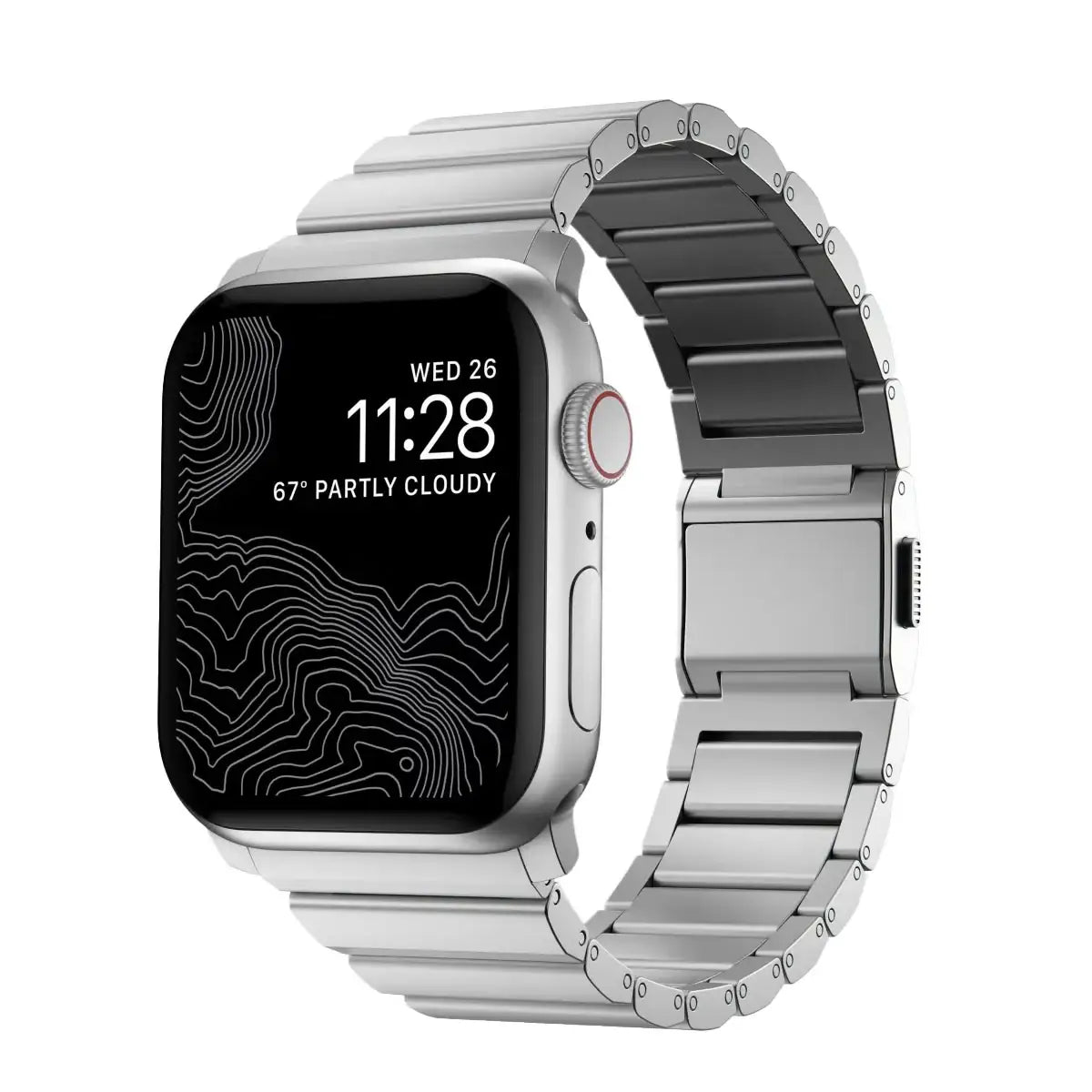 Srebrna bransoleta Nomad Aluminum 45 mm do Apple Watch z zarysowanym ekranem