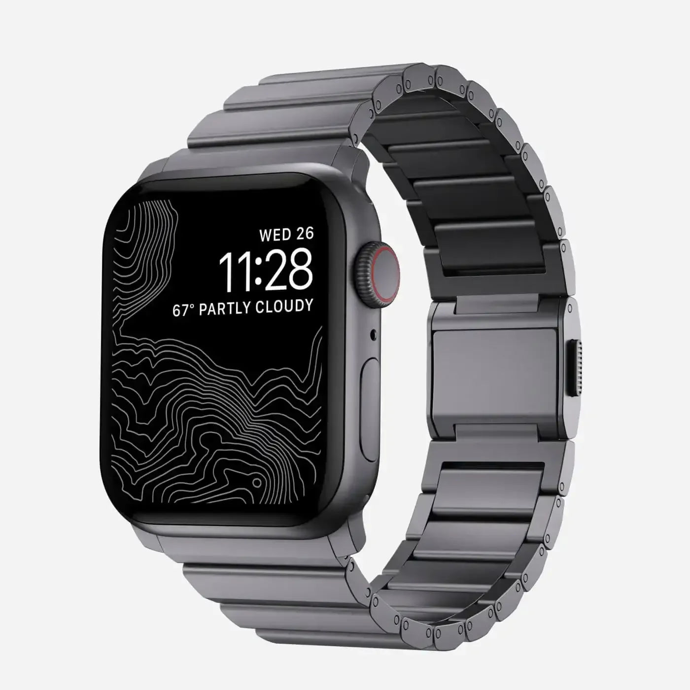 Czarny smartwatch z metalową bransoletą, nowoczesny zegarek do biura i home office