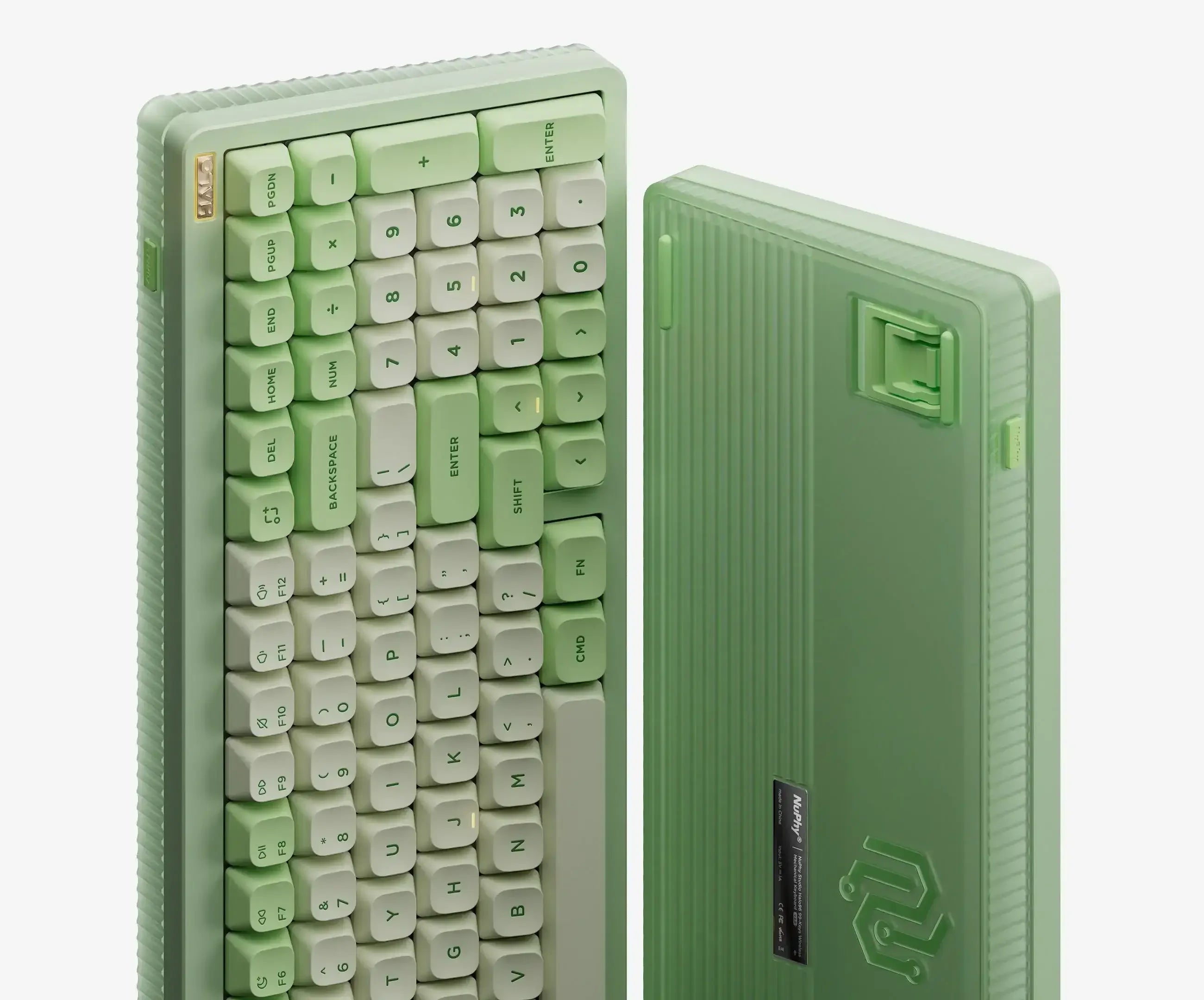 Zielona klawiatura mechaniczna z numpadem, stylowy design do biura i home office