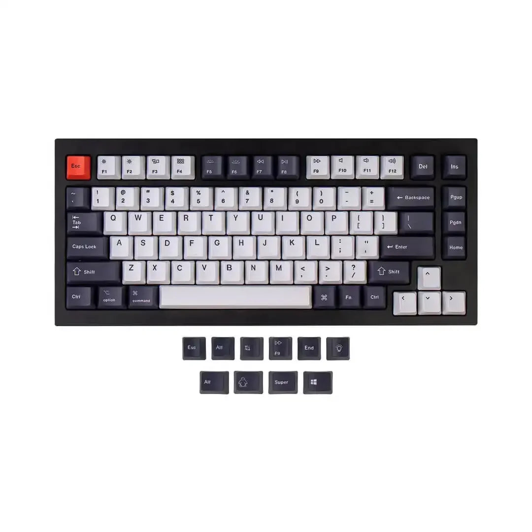 Czarno-biały zestaw keycapów PBT do klawiatury mechanicznej, zestaw z wymiennymi nakładkami