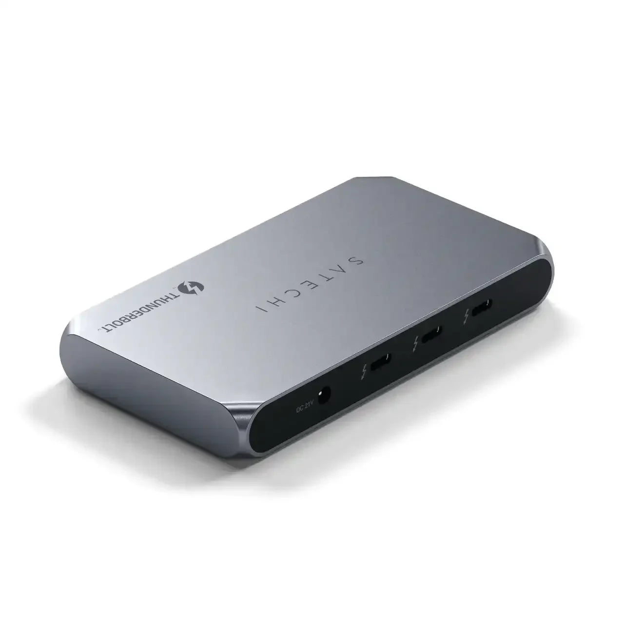 Hub USB Thunderbolt 4 slim, szary, z portami USB-C i HDMI, nowoczesny design
