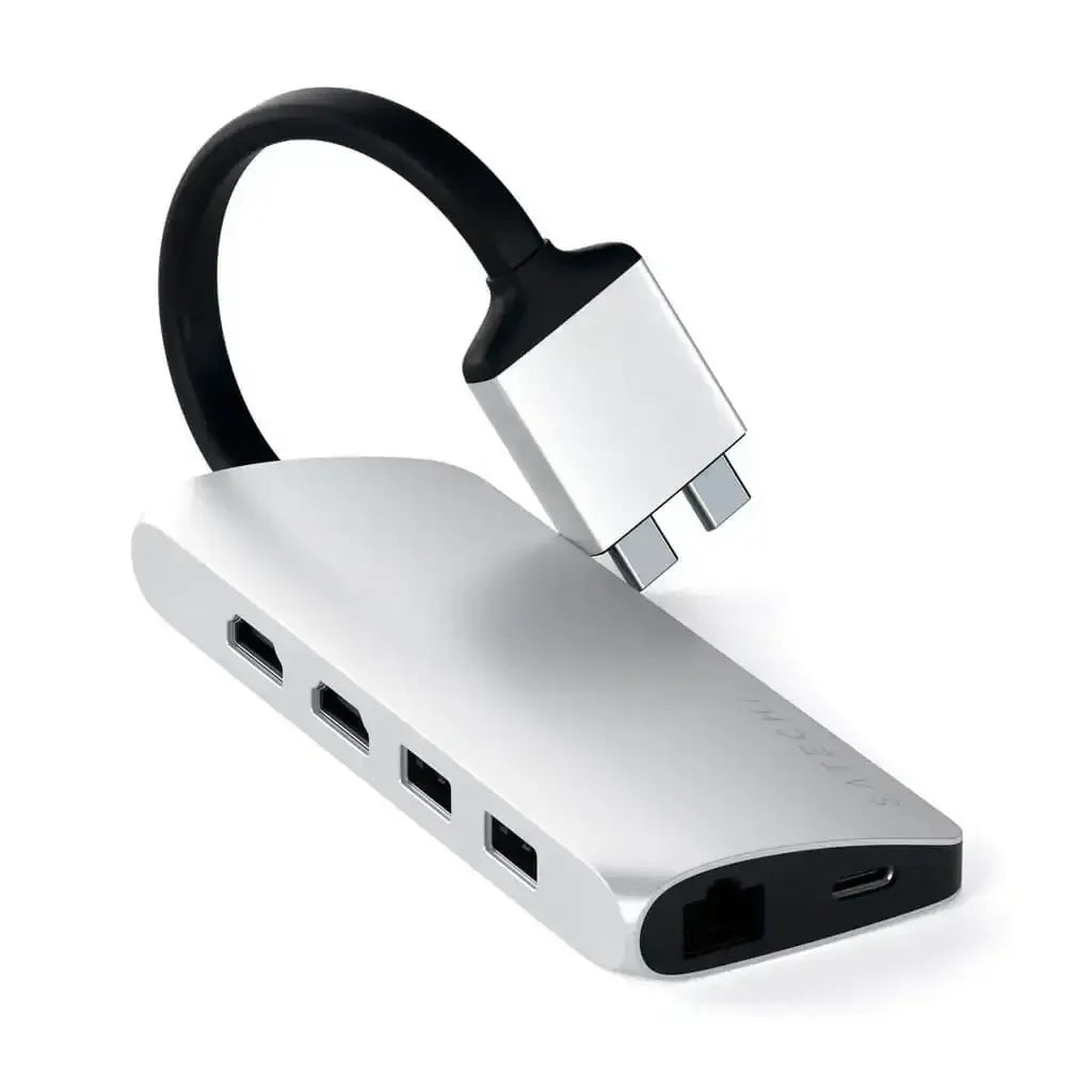 Aluminiowy adapter USB-C z wieloma portami, złącza HDMI, USB, Ethernet