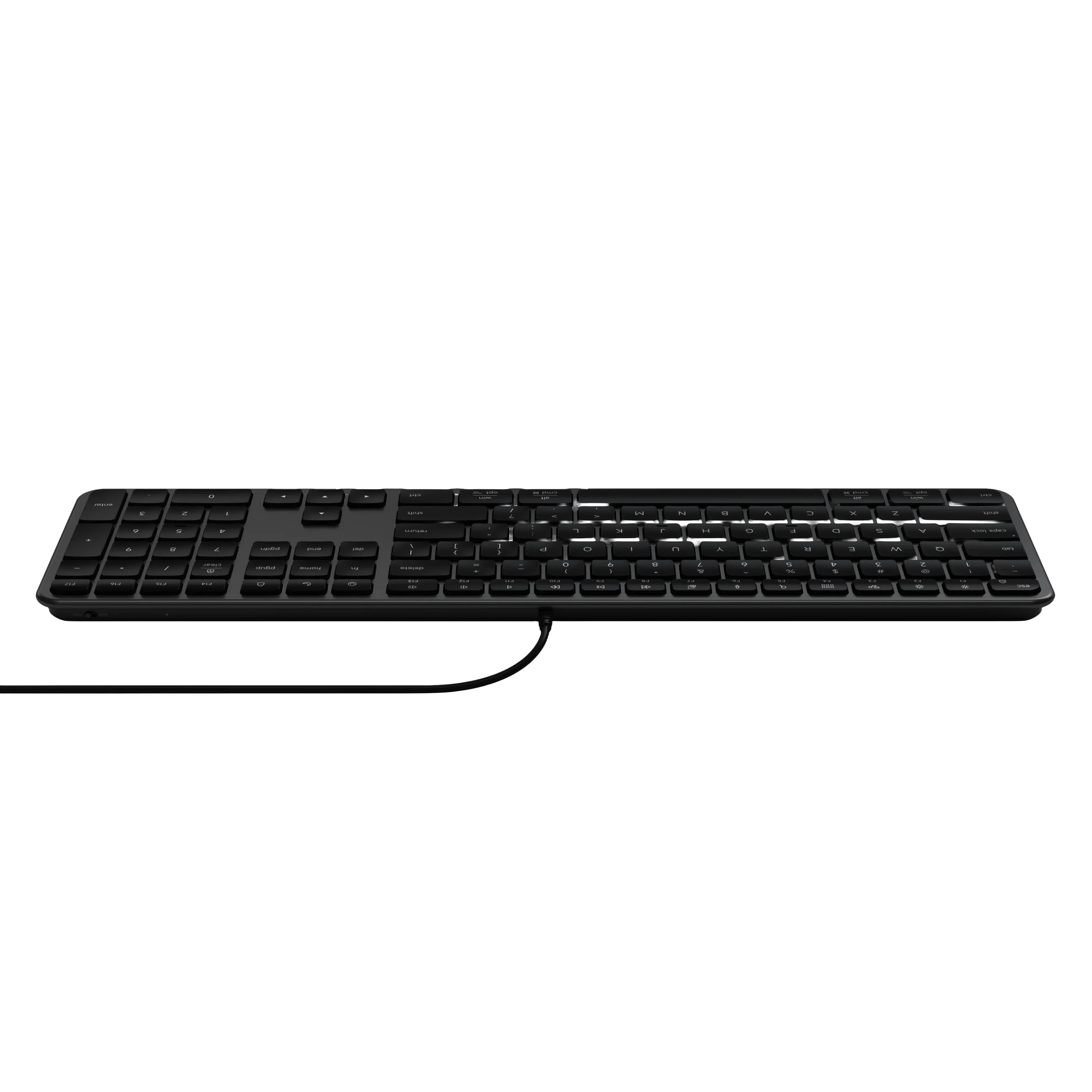 Czarna klawiatura mechaniczna z przewodem, idealna do home office i personalizacji desk setupu