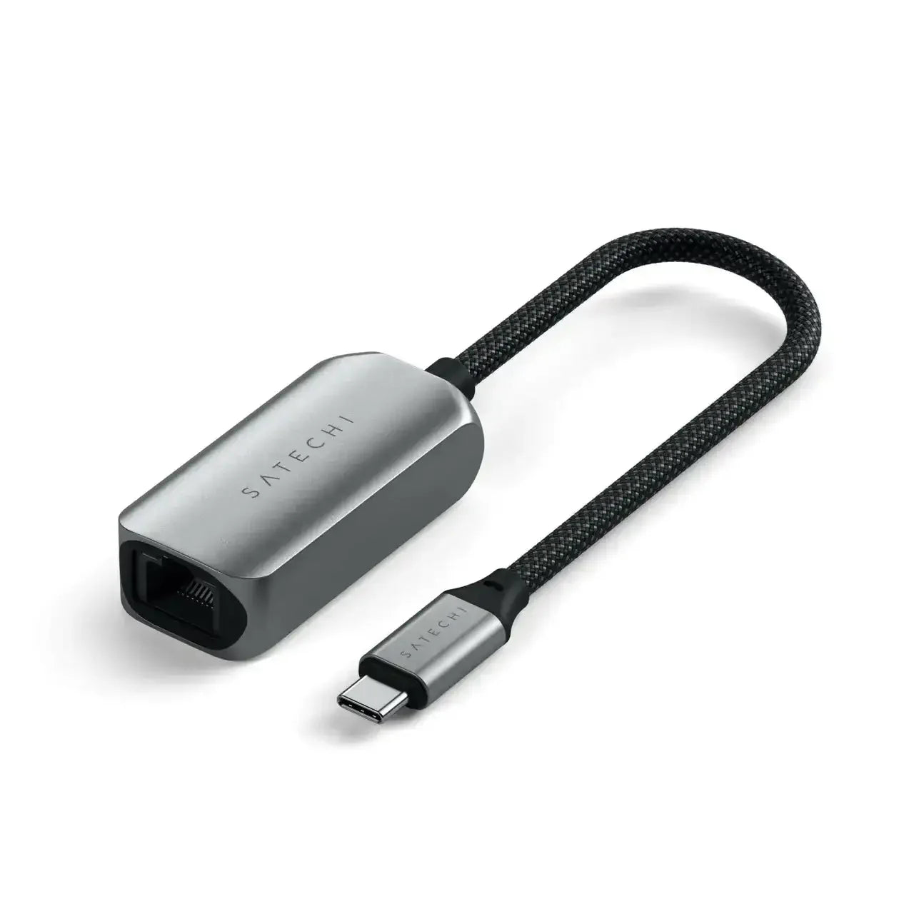 Adapter USB-C do Ethernet, przewód oplot, nowoczesny design, akcesorium biurowe