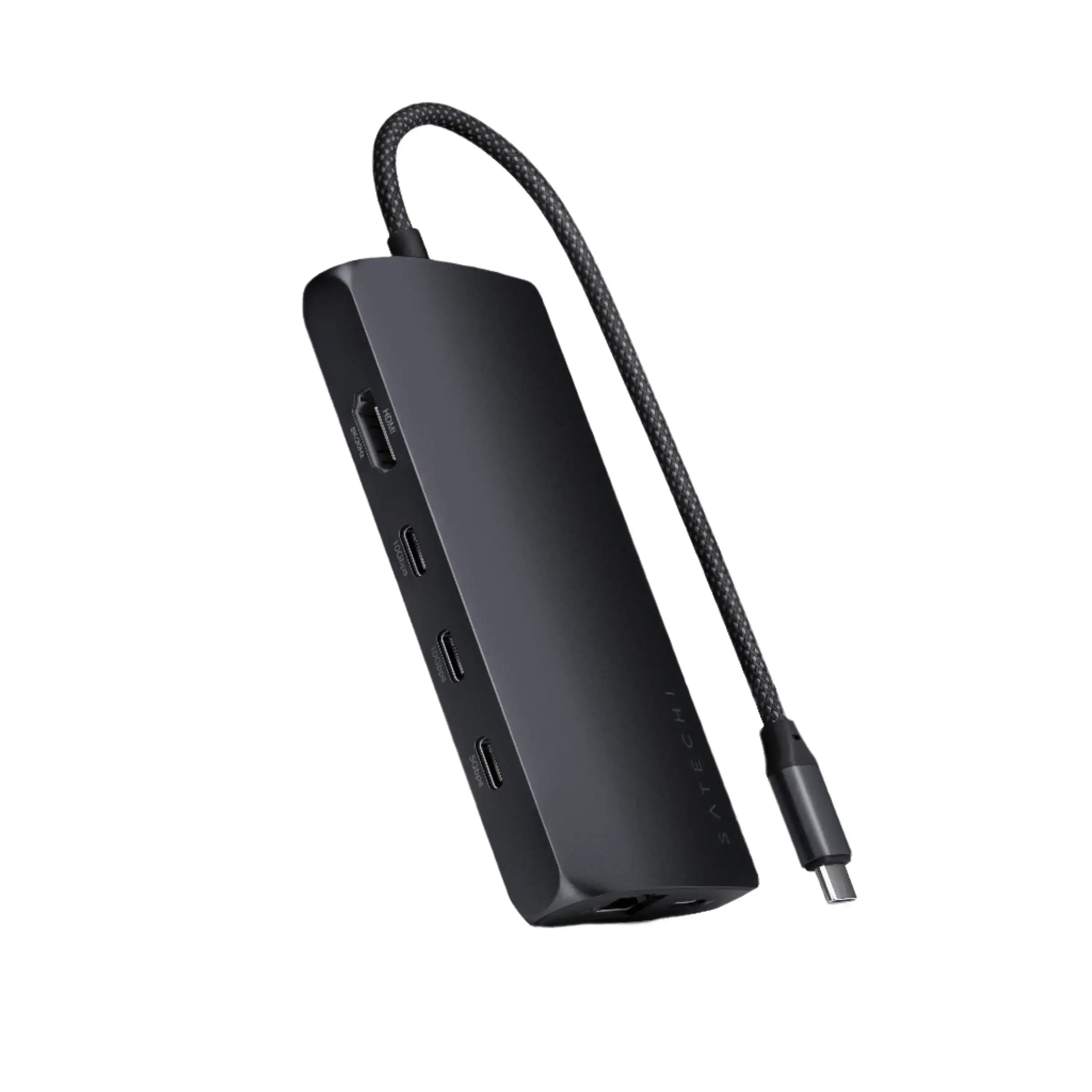 Adapter USB-C multiport z wejściami HDMI, USB i Ethernet, kolor czarny, biuro