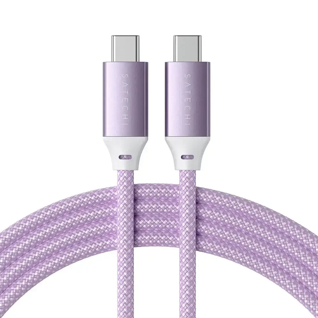 Fioletowy kabel USB-C do USB-C 100W w oplocie do szybkiego ładowania urządzeń