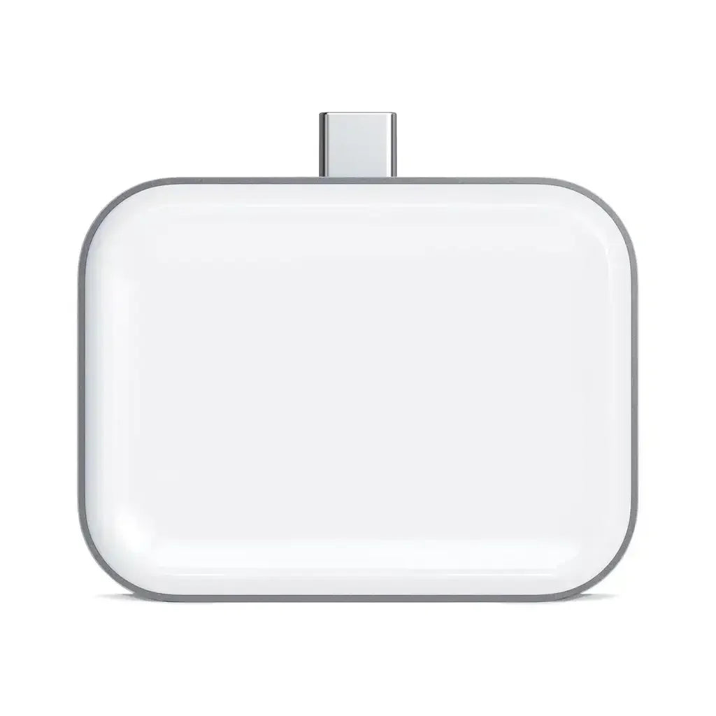 Biała stacja dokująca USB-C do ładowania bezprzewodowego AirPods na biurko